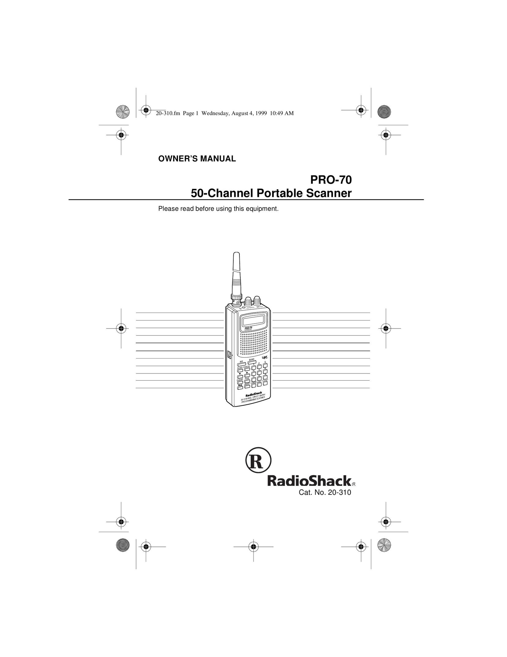 Radio Shack PRO-70 Scanner User Manual