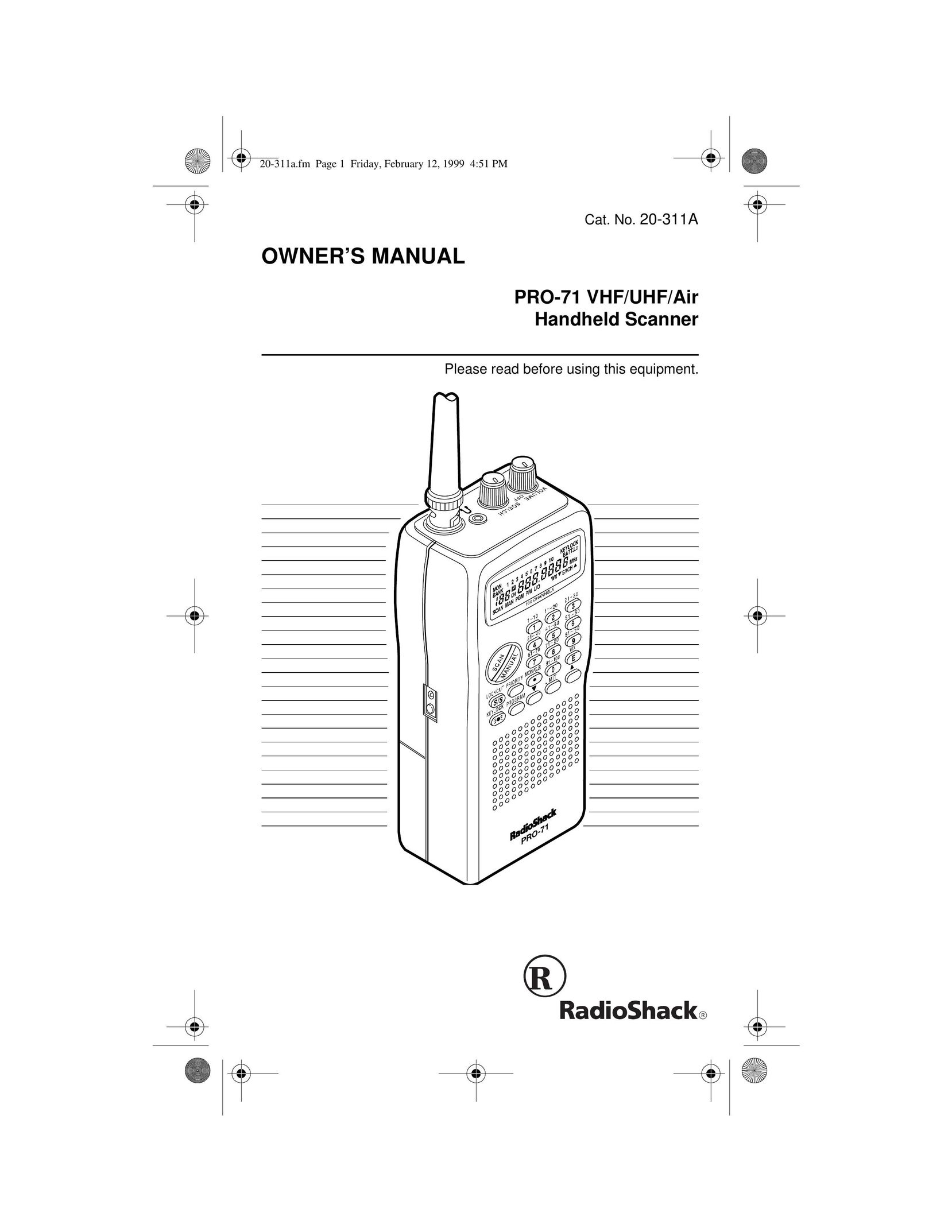 Radio Shack PRO-71 Scanner User Manual