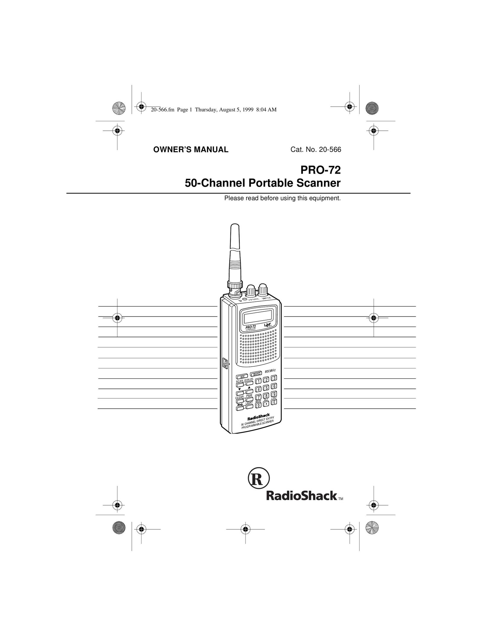 Radio Shack PRO-72 Scanner User Manual