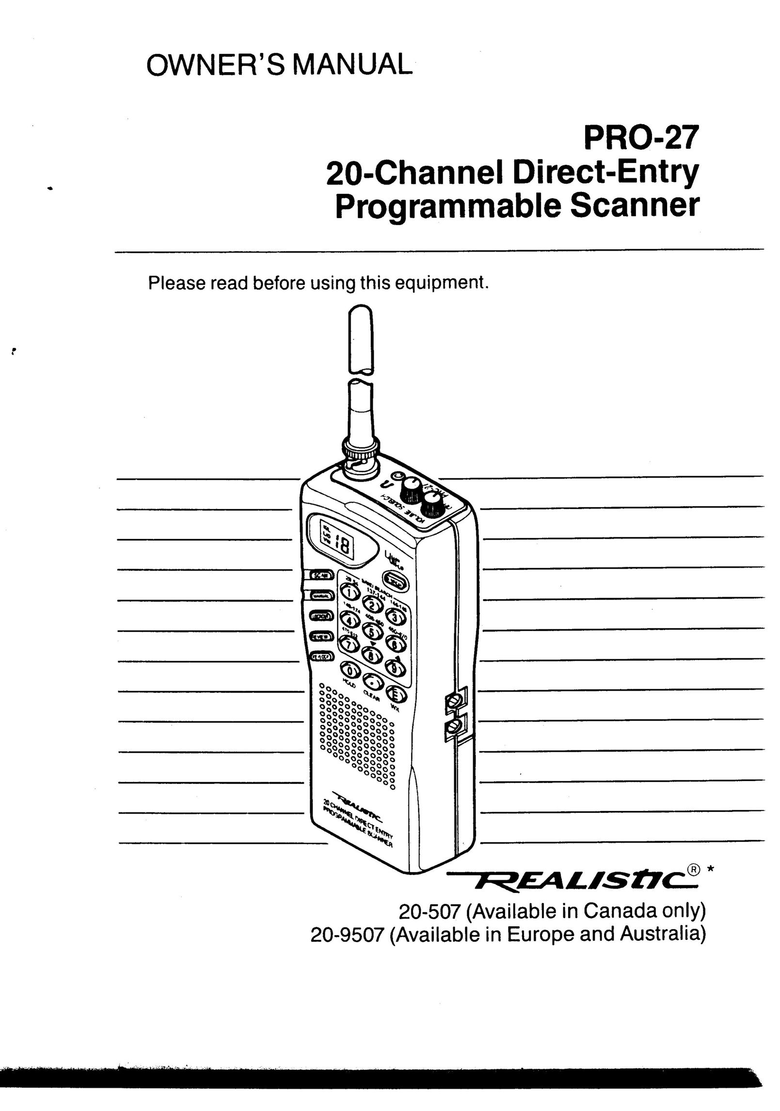 Realistic 20-507 Scanner User Manual