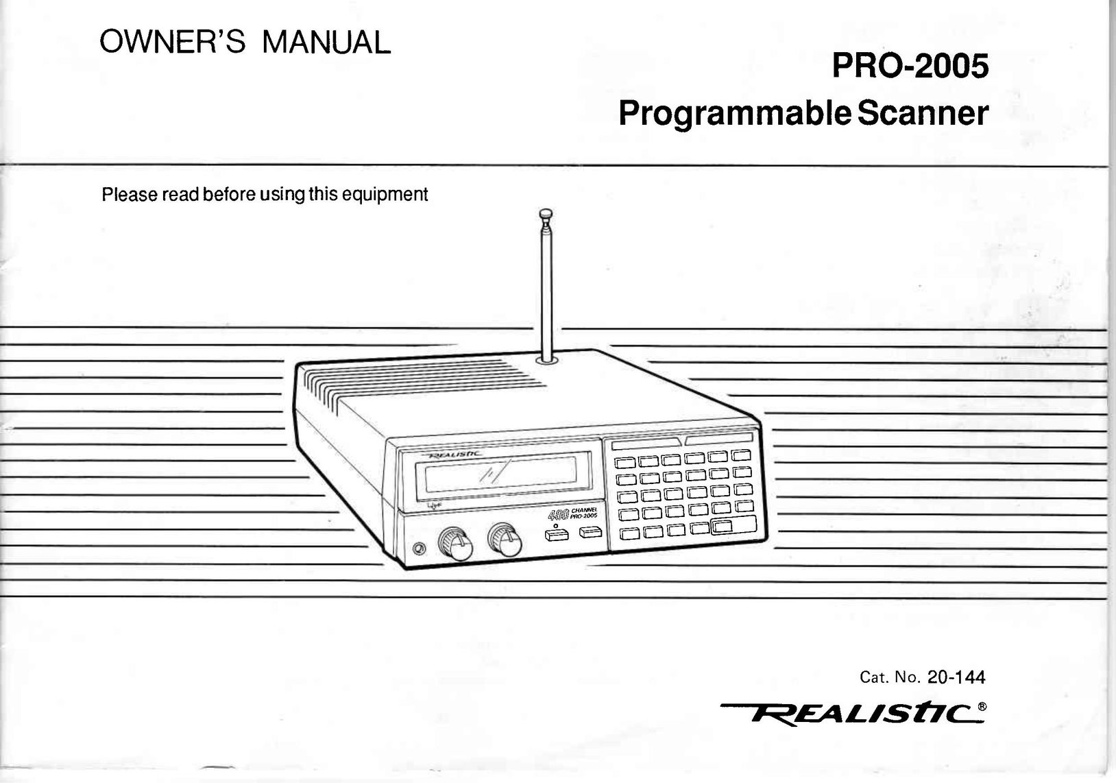 Realistic PRO-2005 Scanner User Manual
