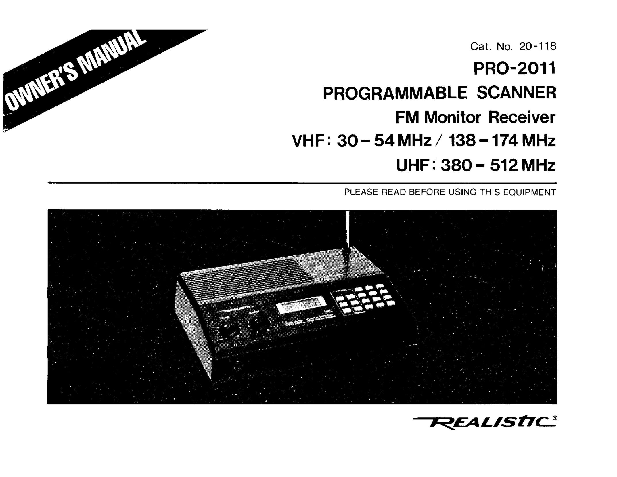 Realistic PRO-2011 Scanner User Manual