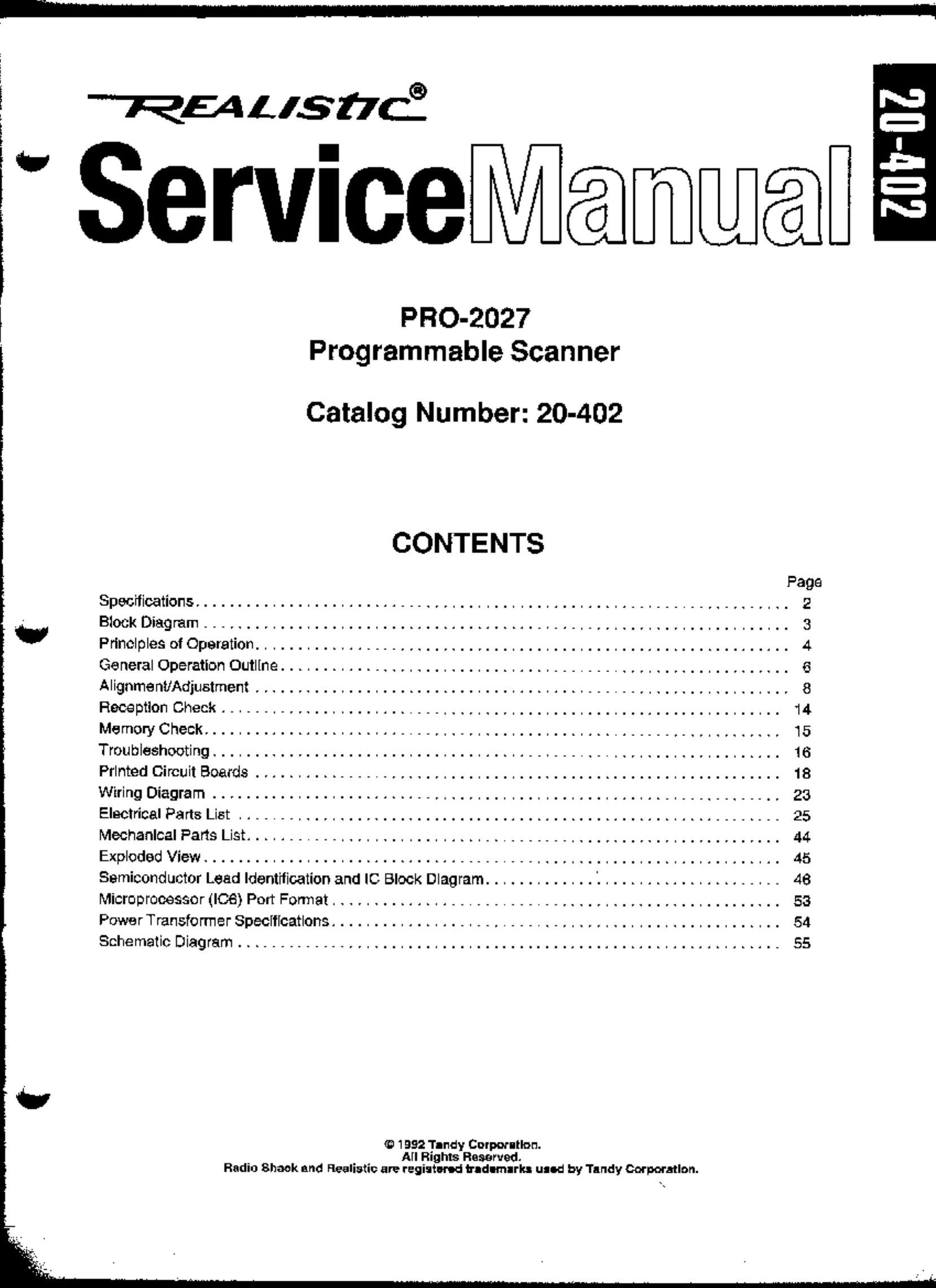 Realistic PRO-2027 Scanner User Manual