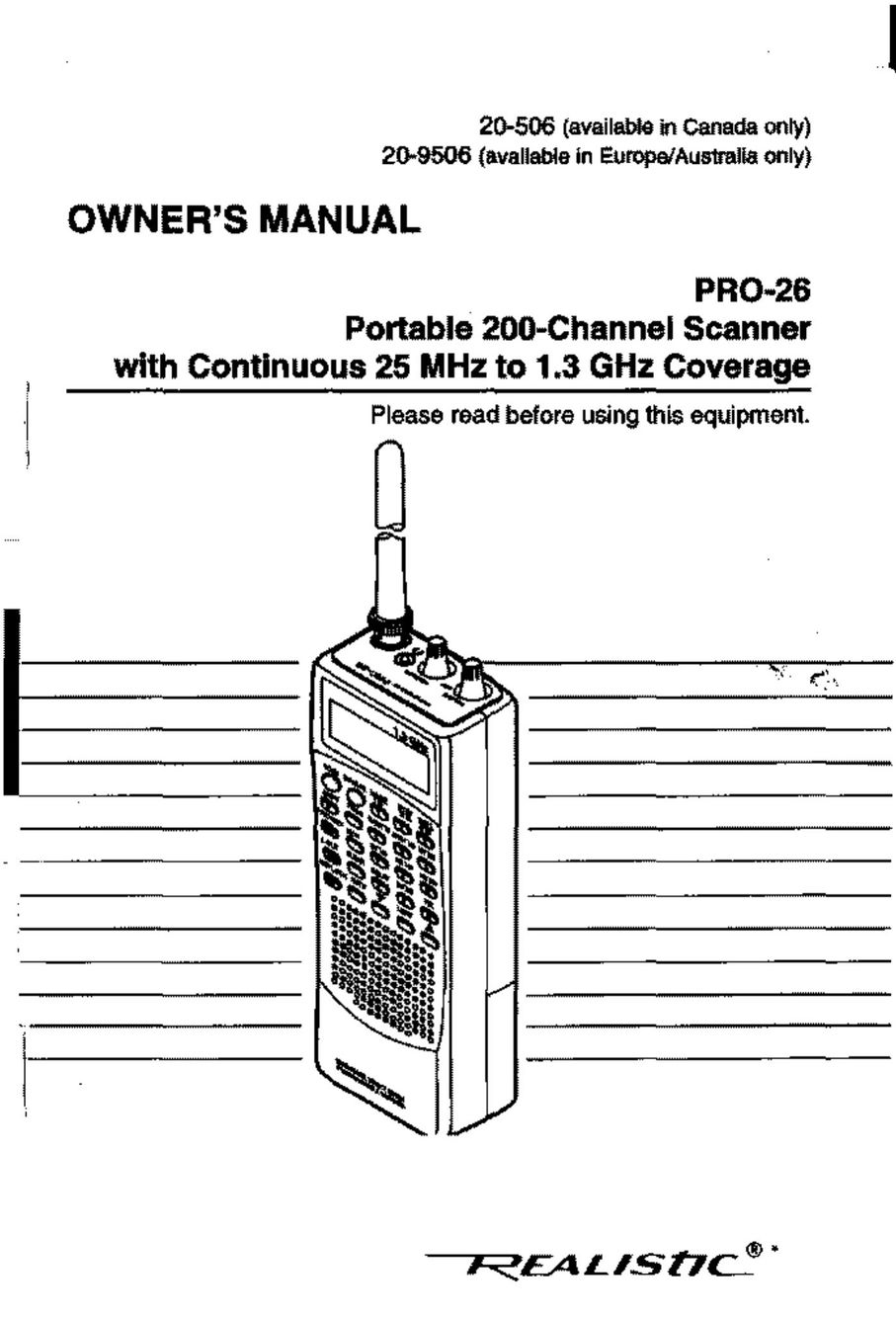 Realistic PRO-26 Scanner User Manual