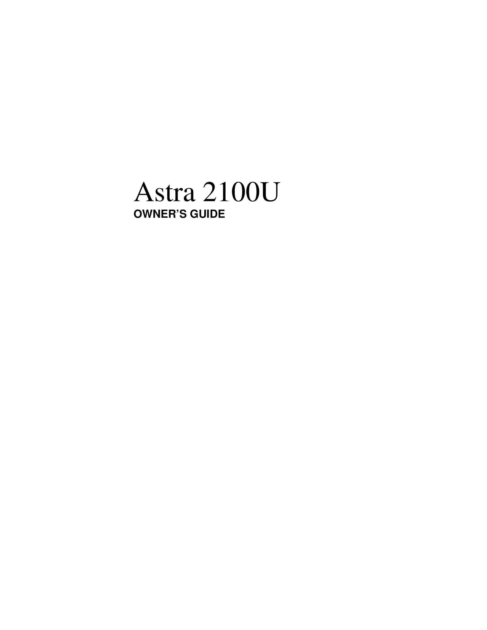 UMAX Technologies Astra 2100U Scanner User Manual
