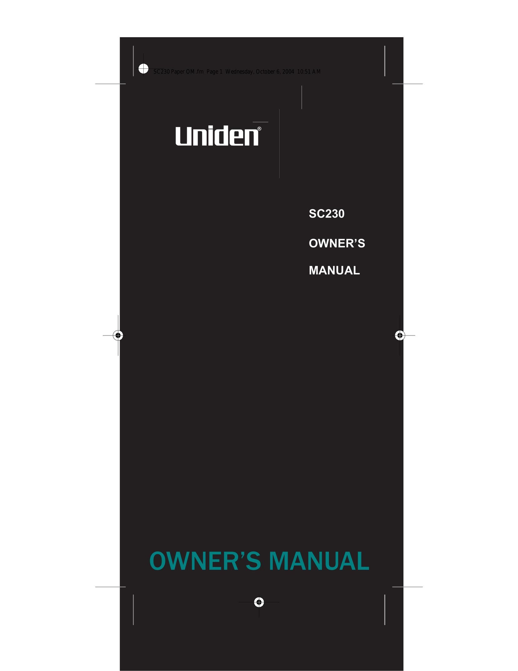 Uniden SC230 Scanner User Manual