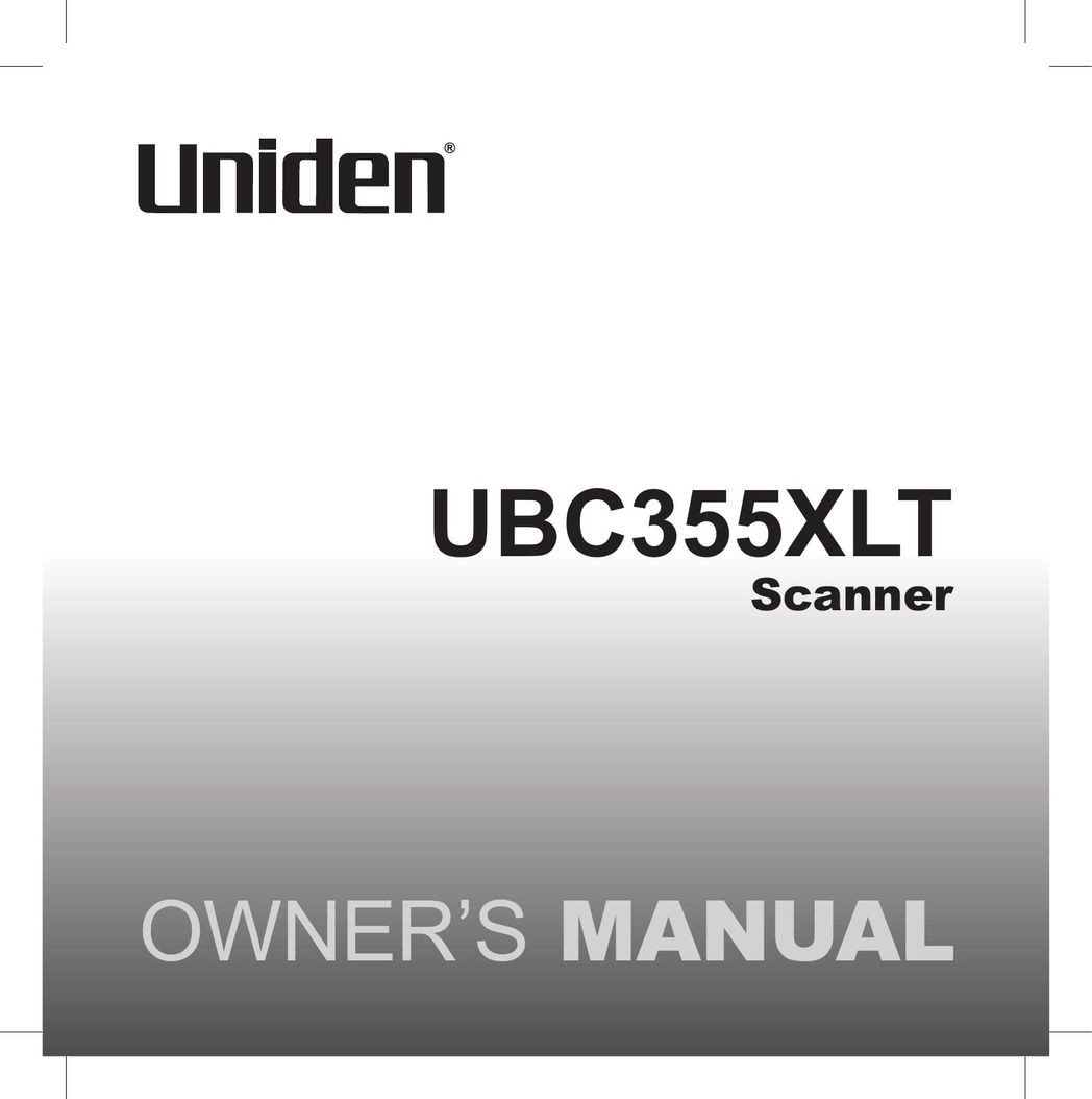 Uniden UBC355XLT Scanner User Manual