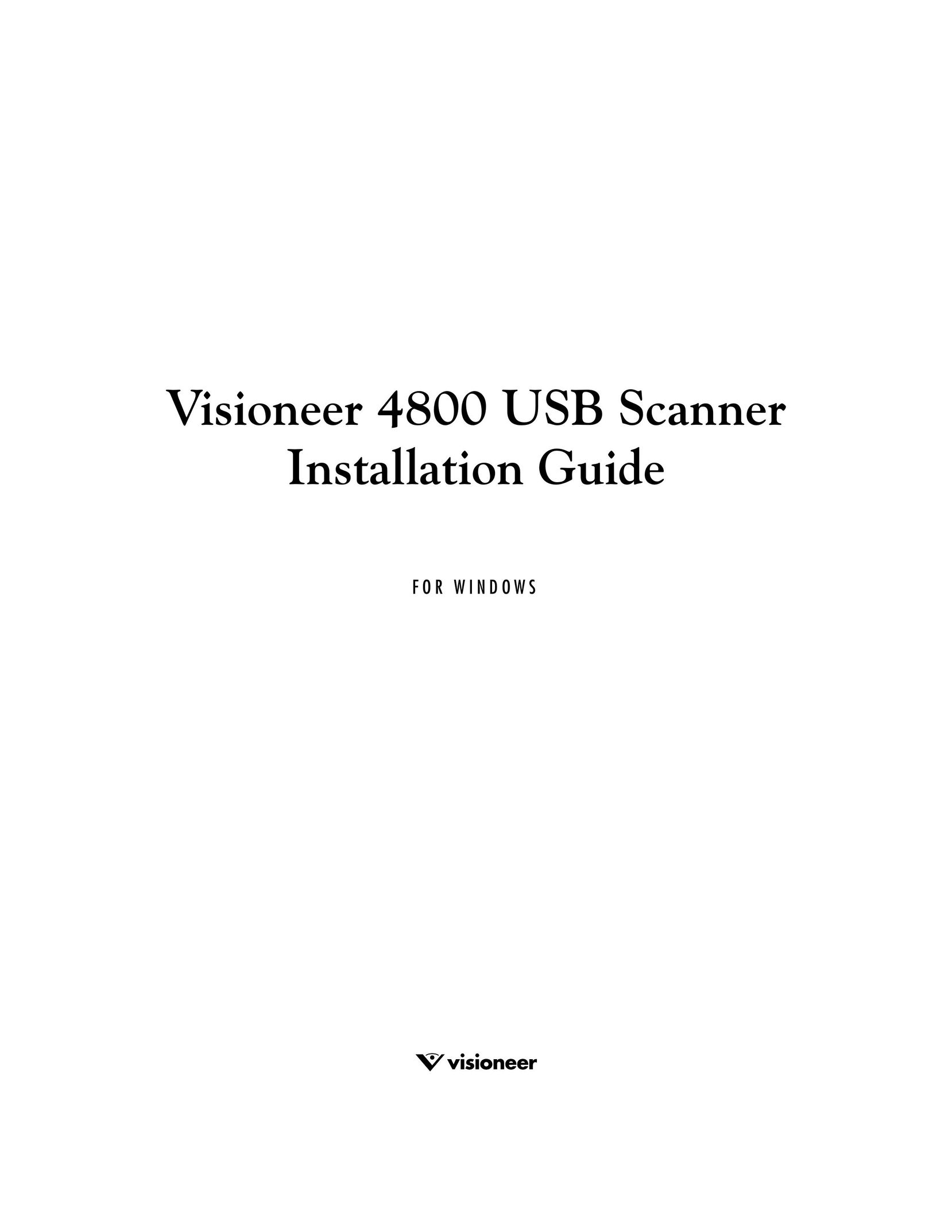 Visioneer 4800 USB Scanner User Manual