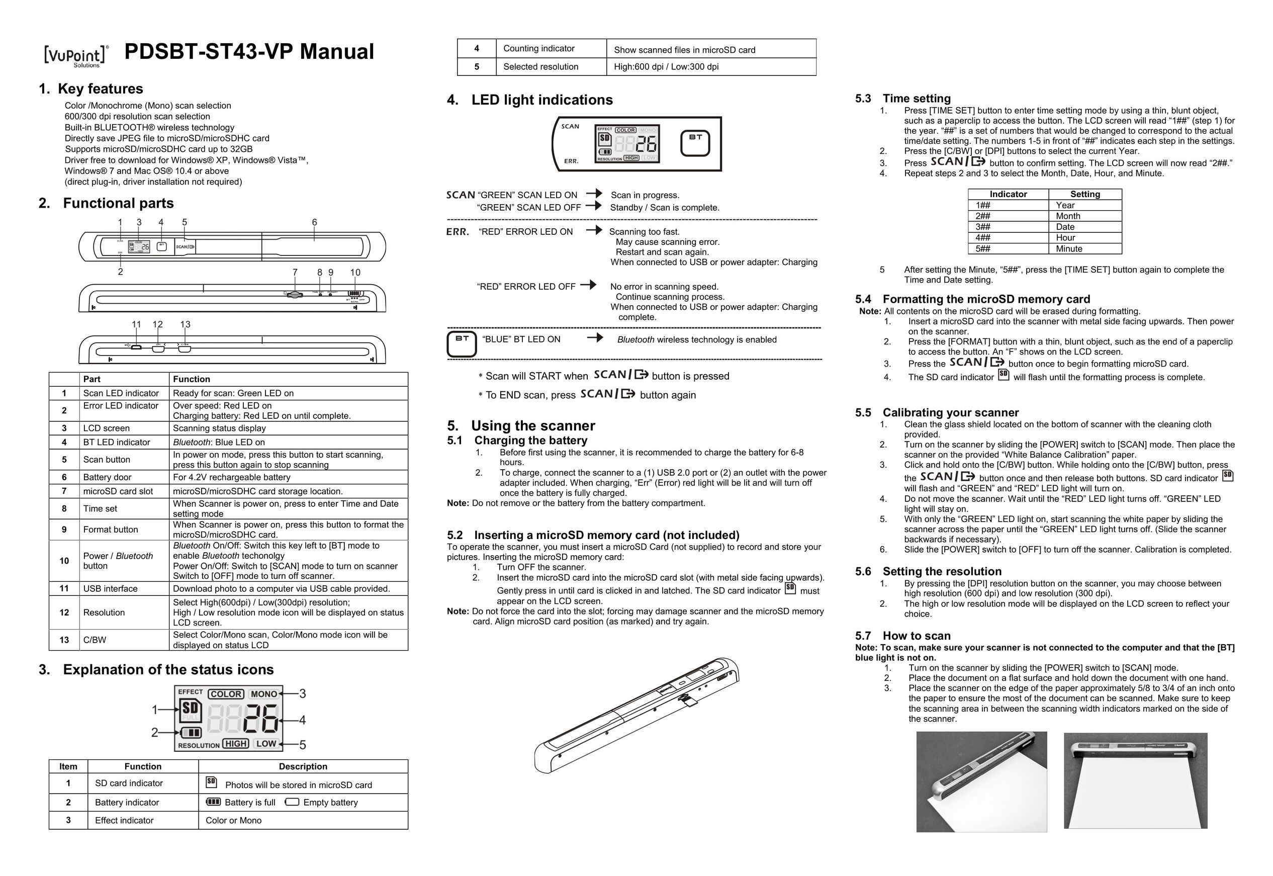 VuPoint Solutions PDSBT-ST43-VP Scanner User Manual