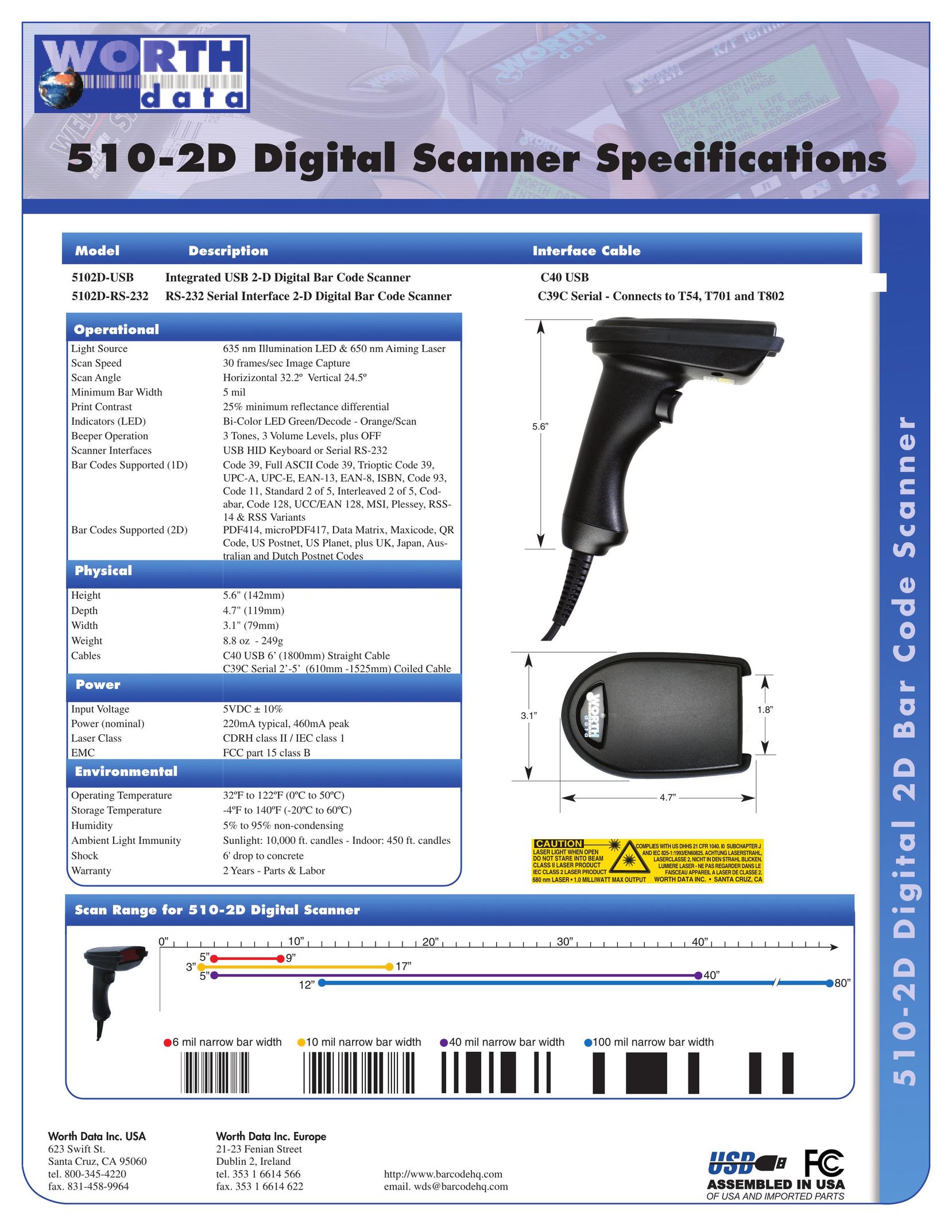 Worth Data 510-2D Scanner User Manual