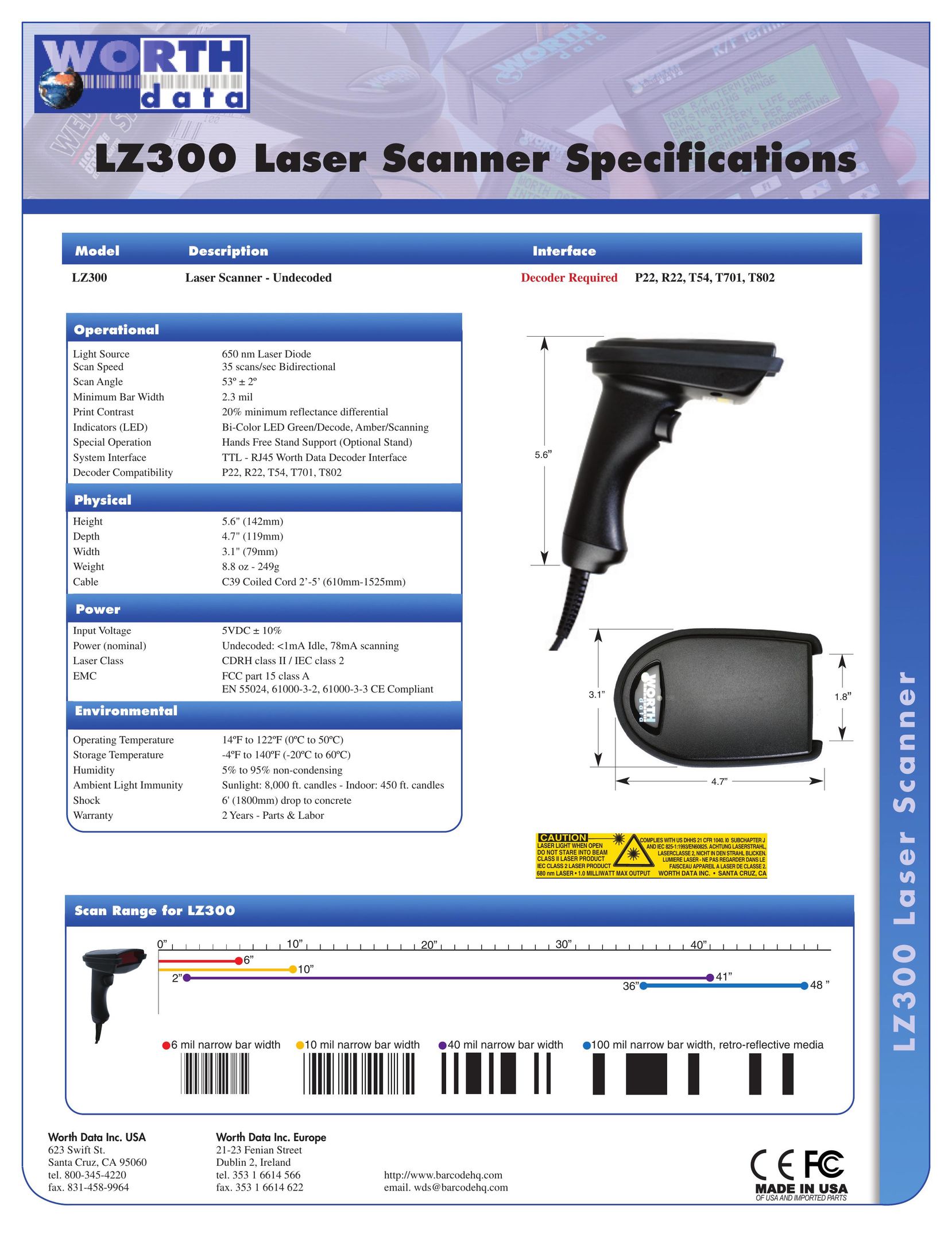 Worth Data LZ300 Scanner User Manual