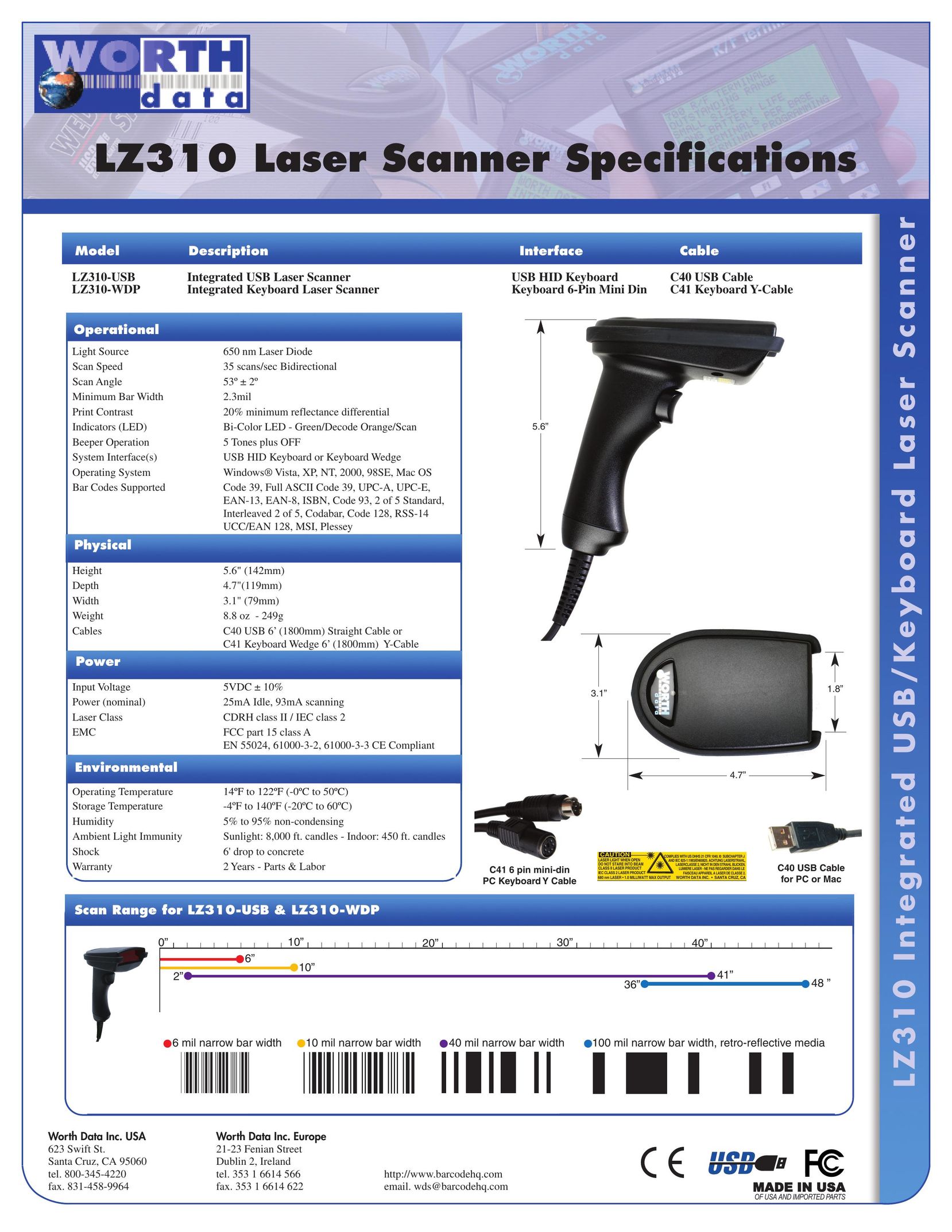 Worth Data LZ310 Scanner User Manual
