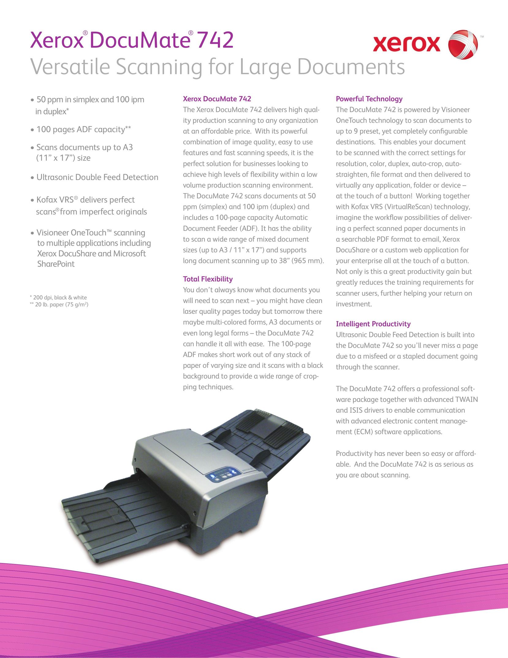 Xerox XDM7425DWU/VP Scanner User Manual