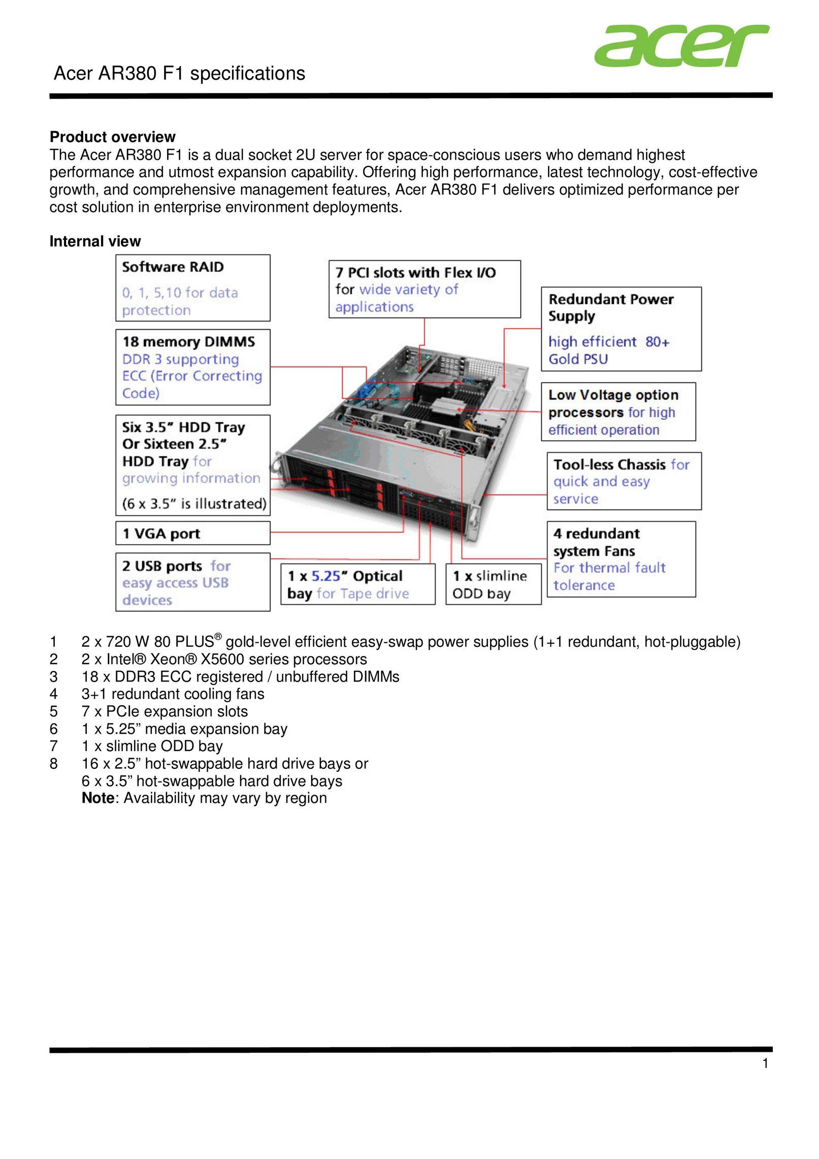 Acer AR380 F1 Server User Manual