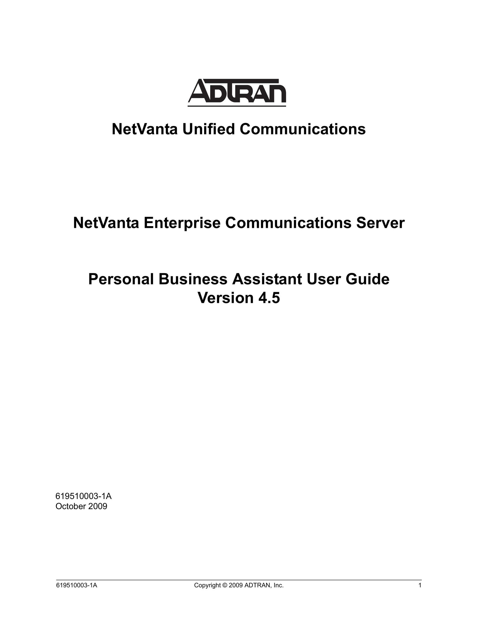 ADTRAN 619510003-1A Server User Manual