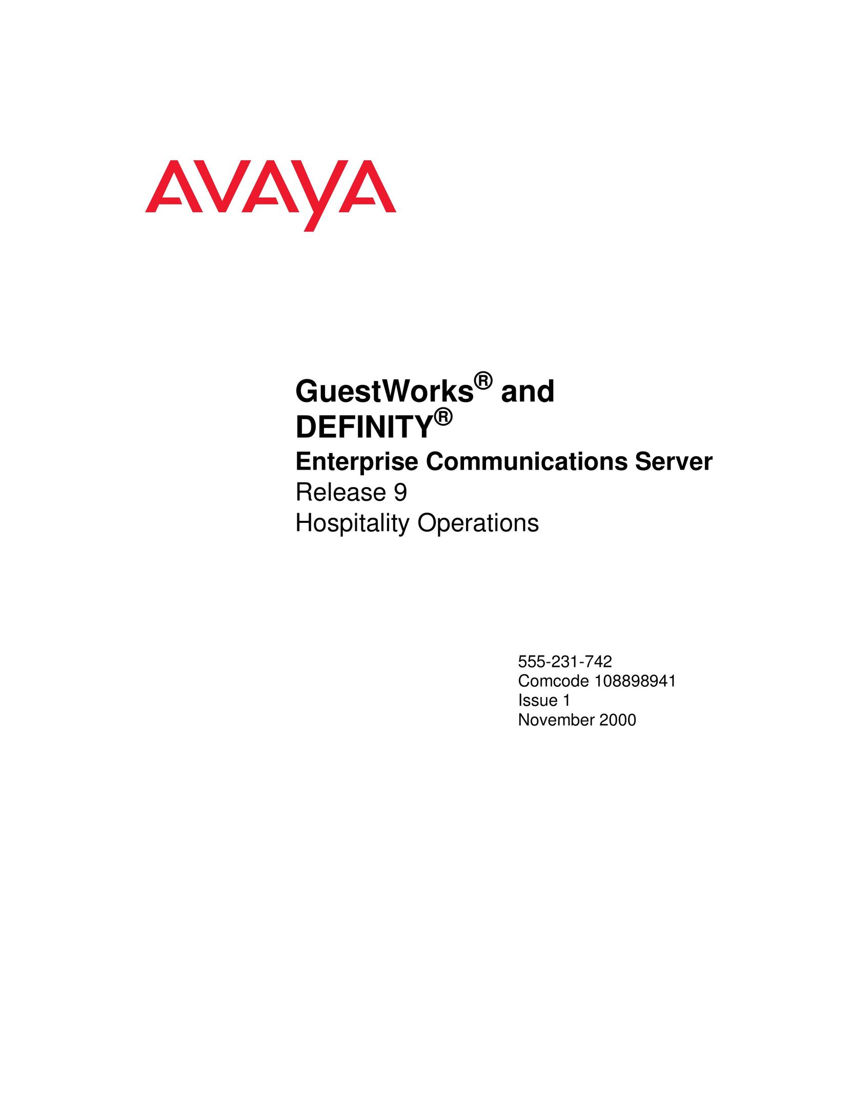 Avaya Enterprise Communications Server Server User Manual