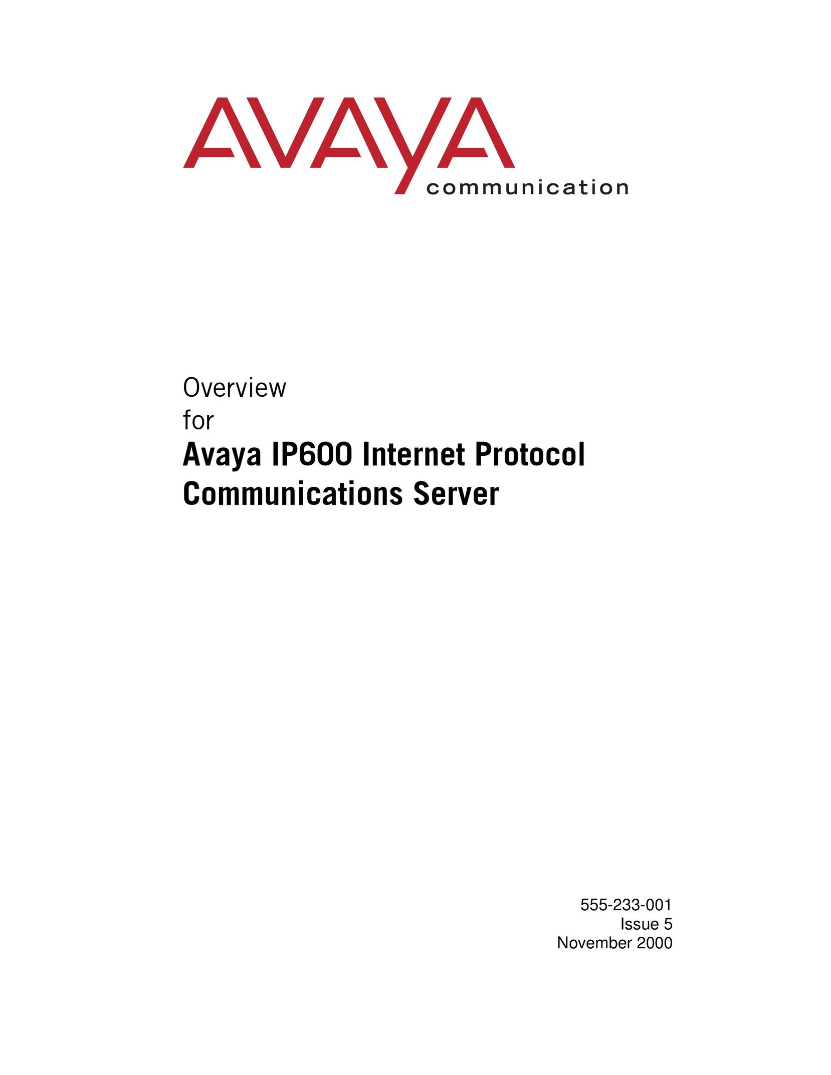 Avaya IP600 Server User Manual