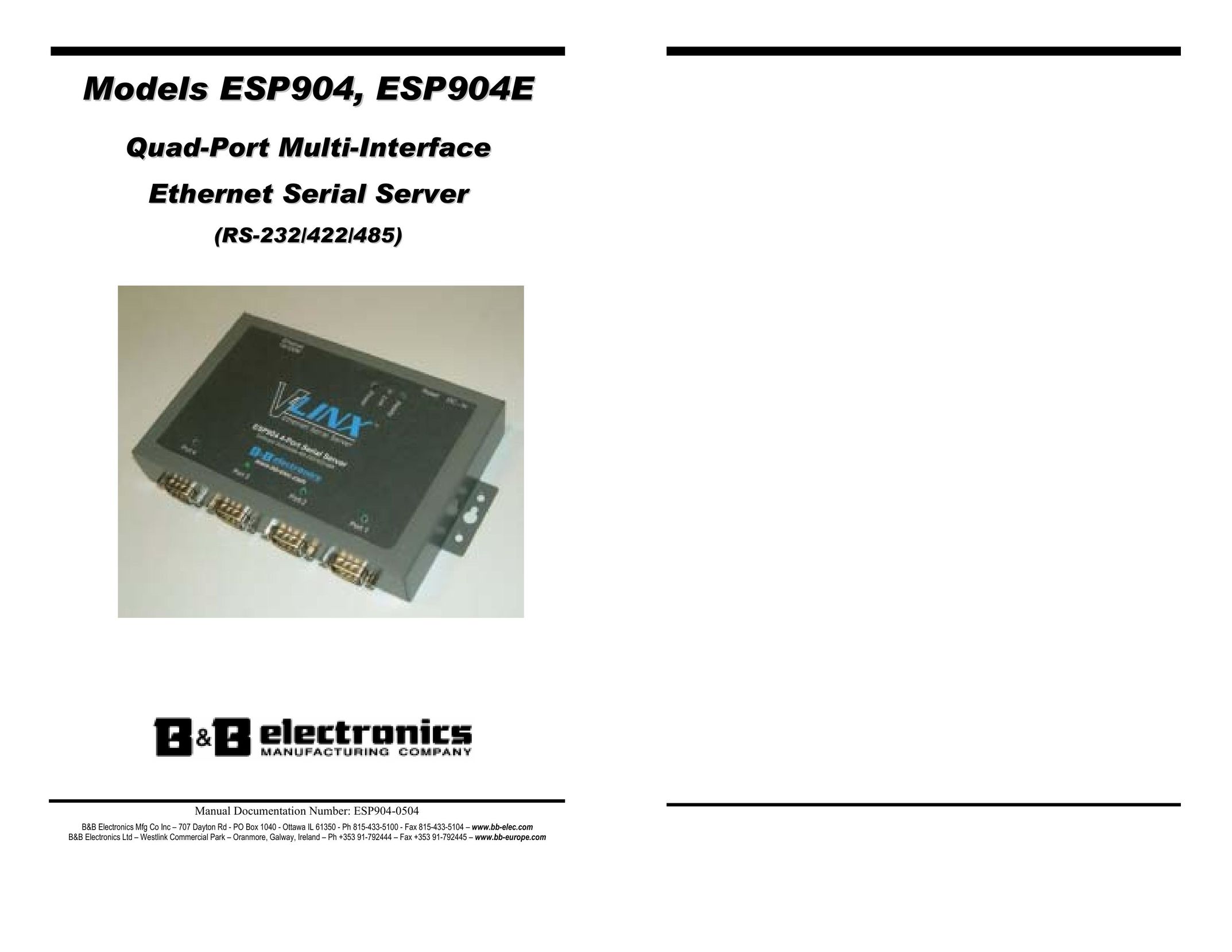 B&B Electronics ESP904 Server User Manual