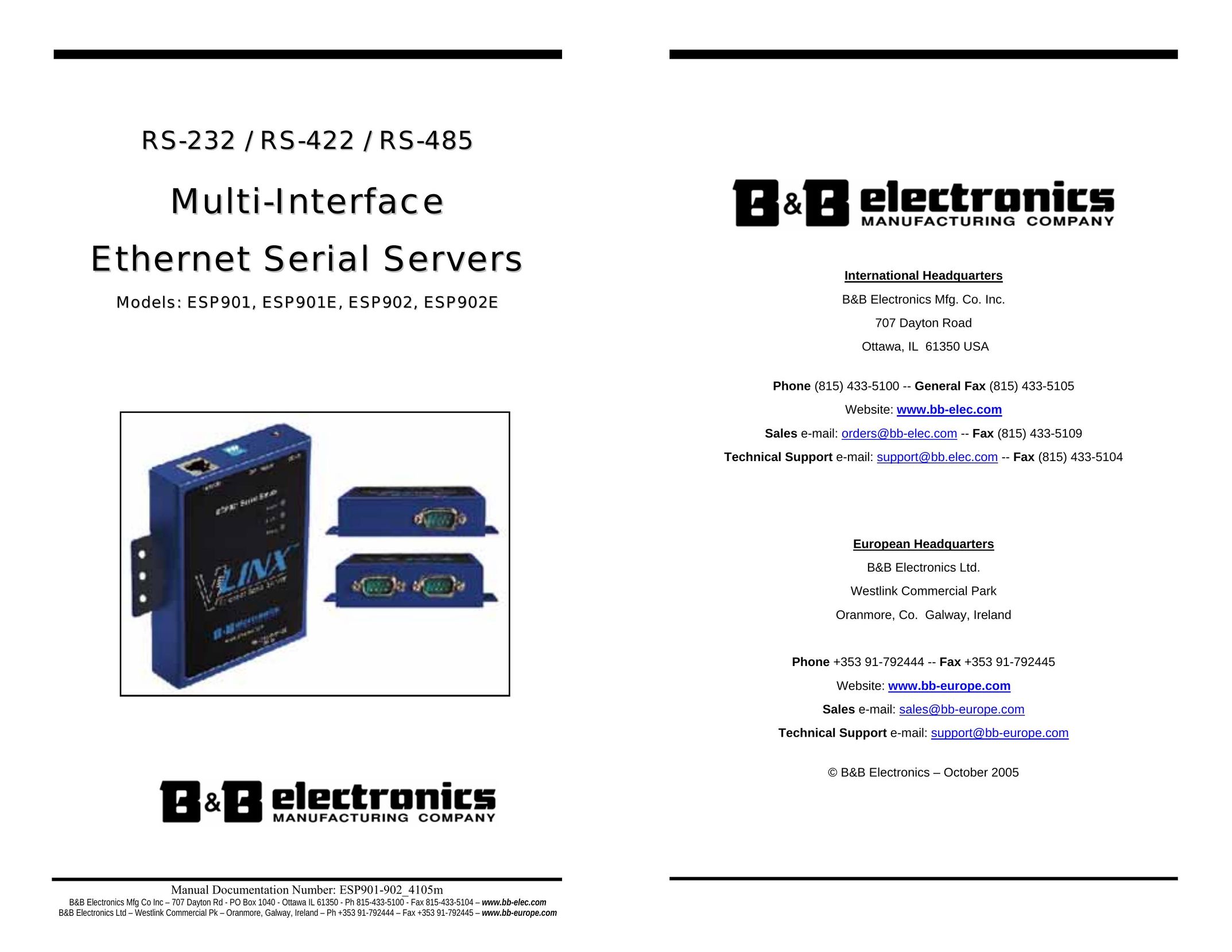 B&B Electronics RS-422 Server User Manual