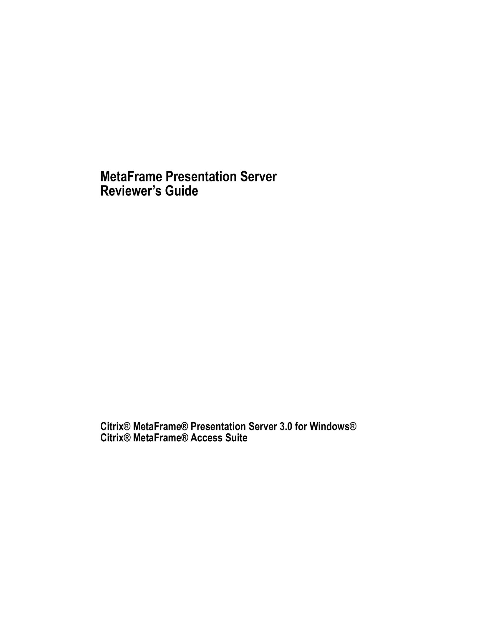 Citrix Systems MetaFrame Presentation Server Server User Manual