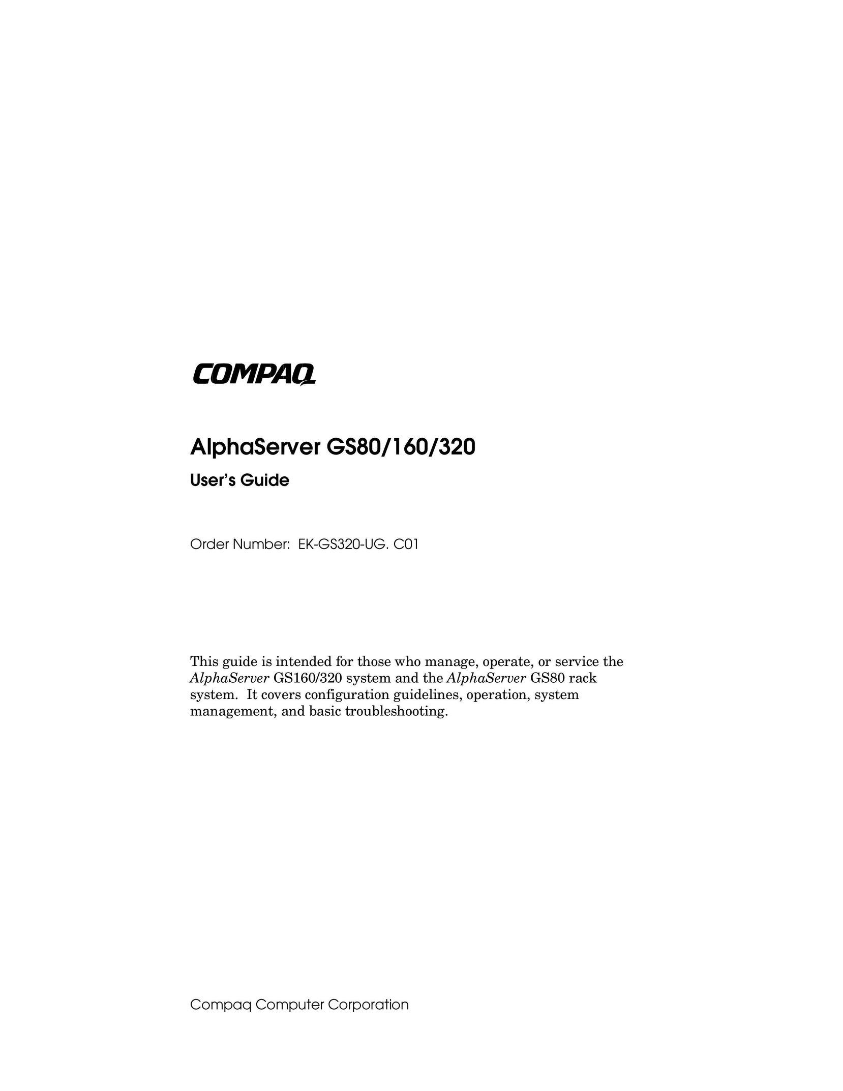 Compaq GS160 Server User Manual
