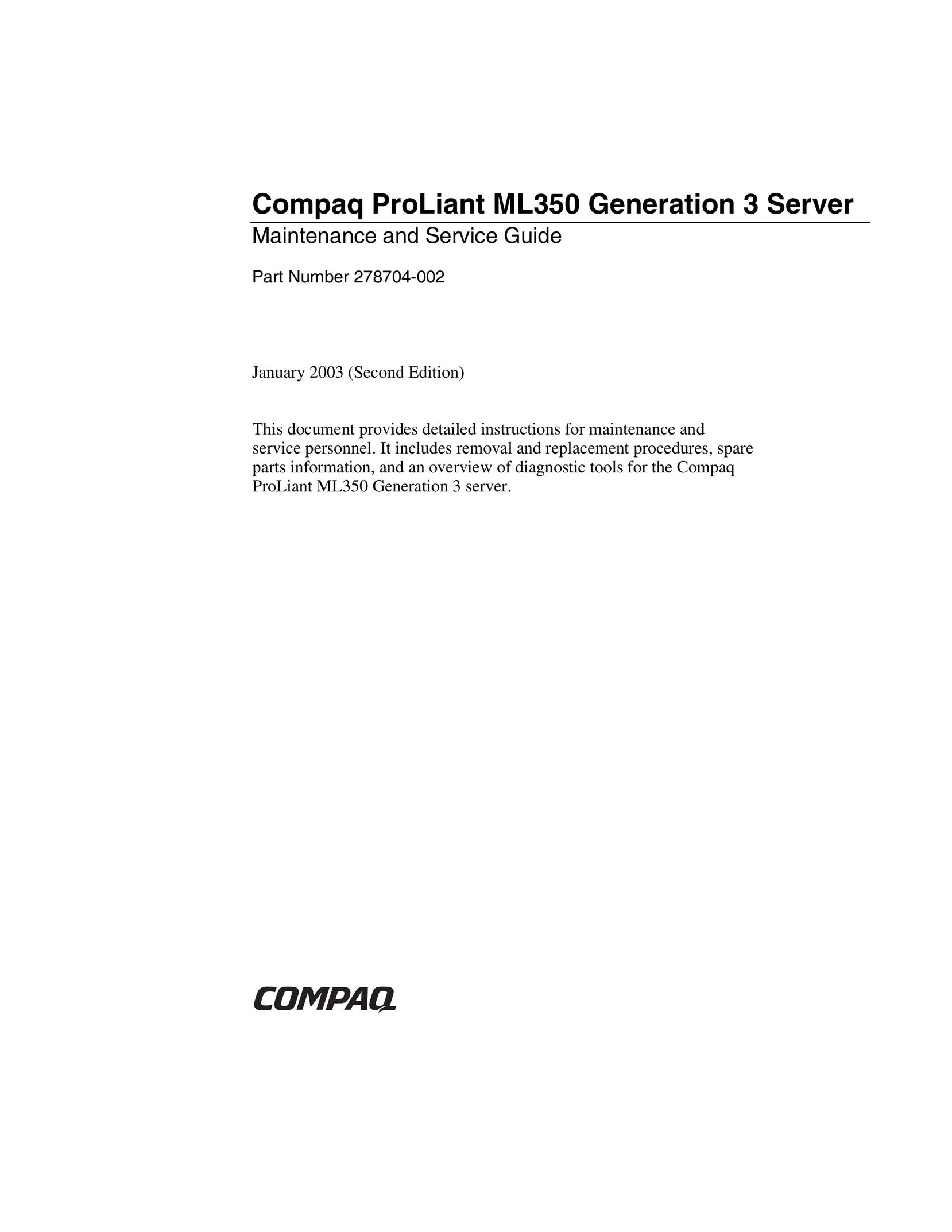 Compaq ML350 Server User Manual