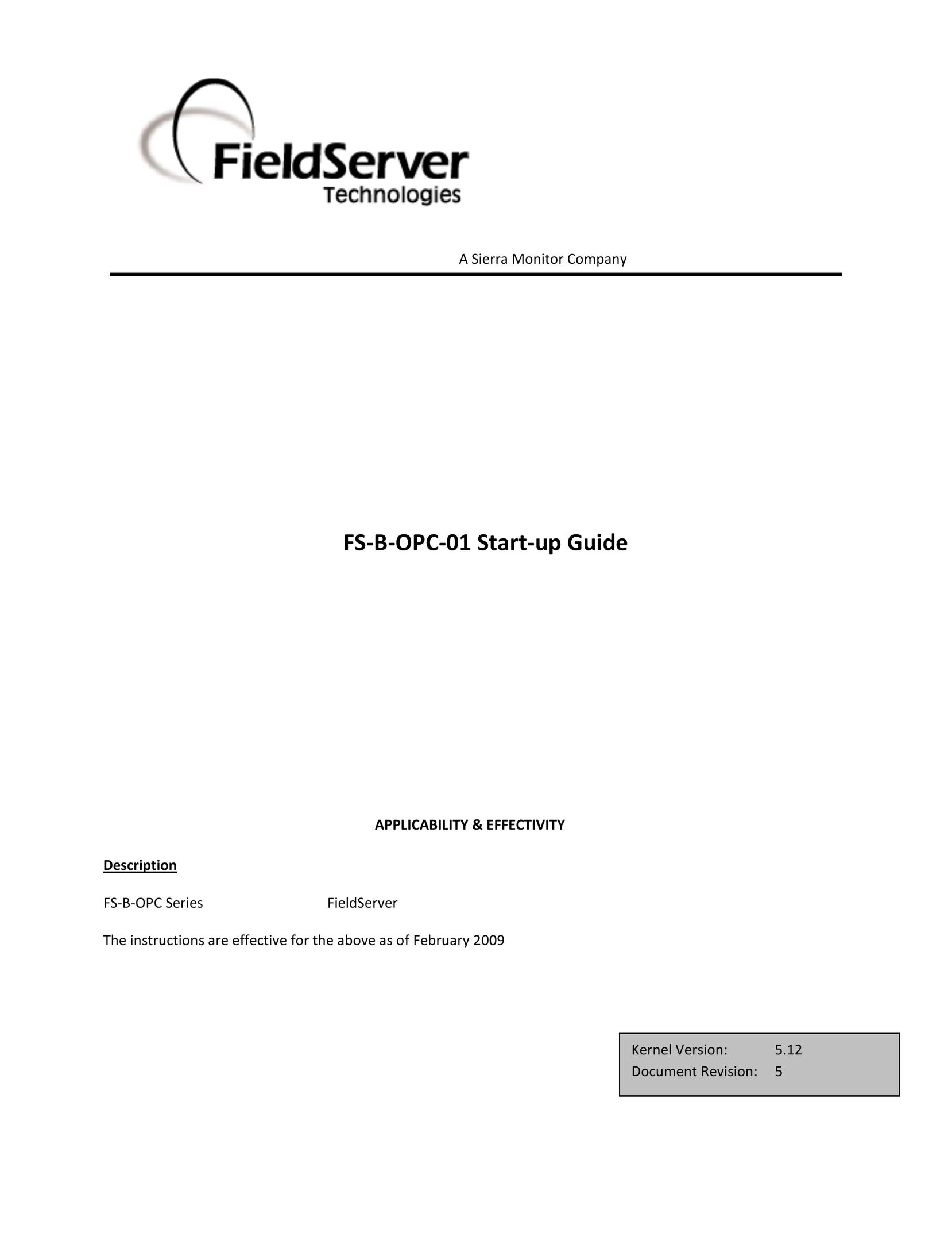 FieldServer FS-B-OPC-01 Server User Manual