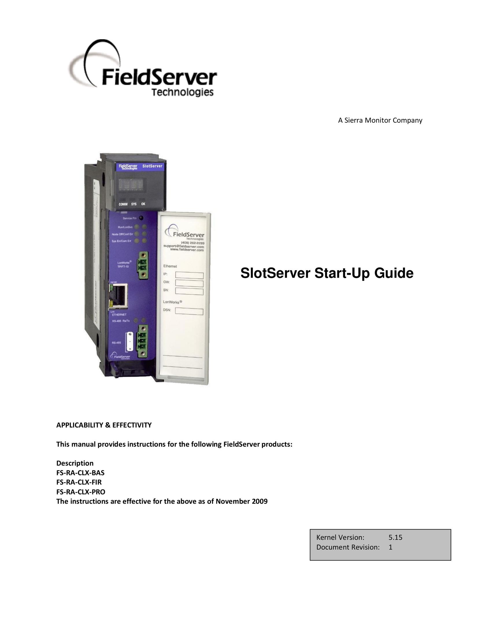 FieldServer FS-RA-CLX-FIR Server User Manual