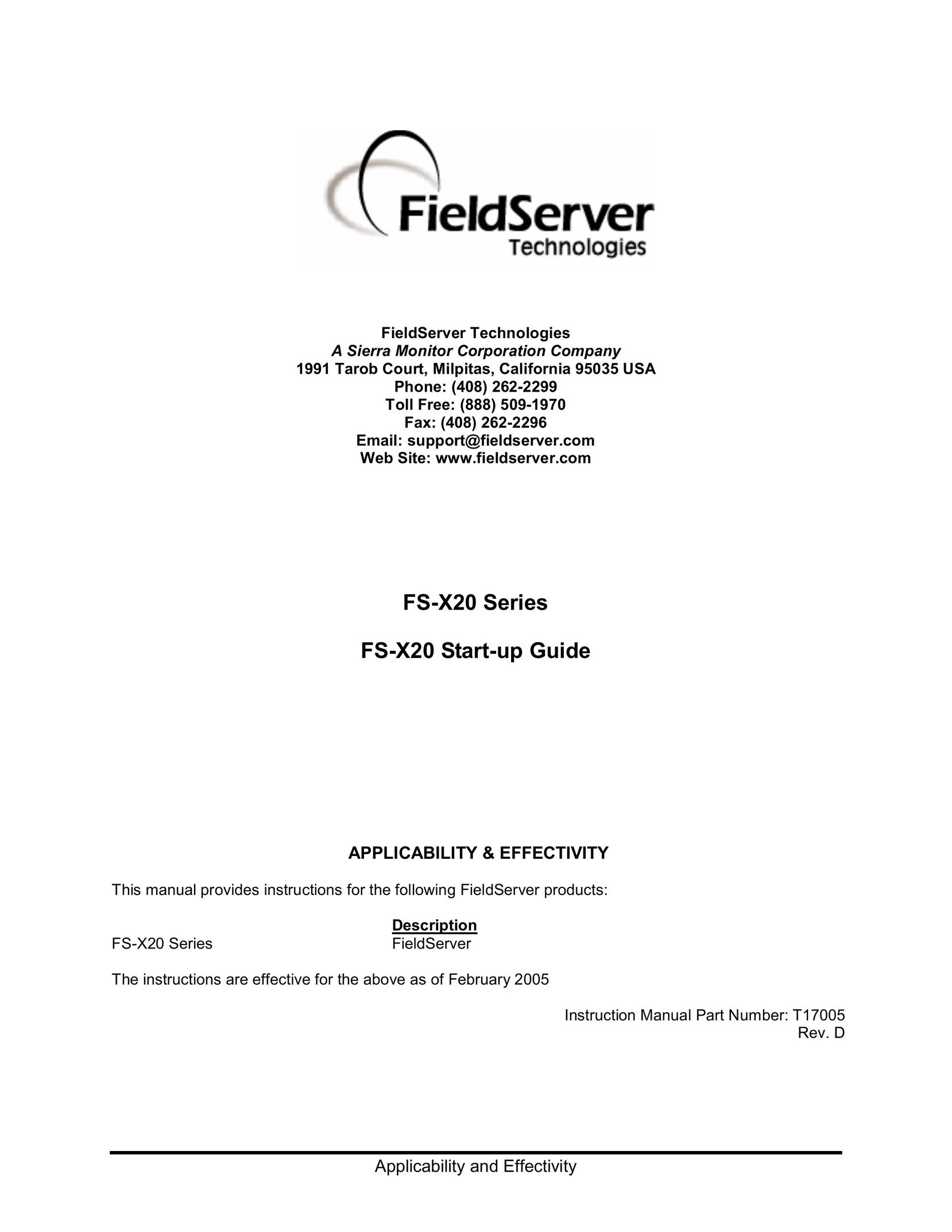 FieldServer FS-X20 Server User Manual