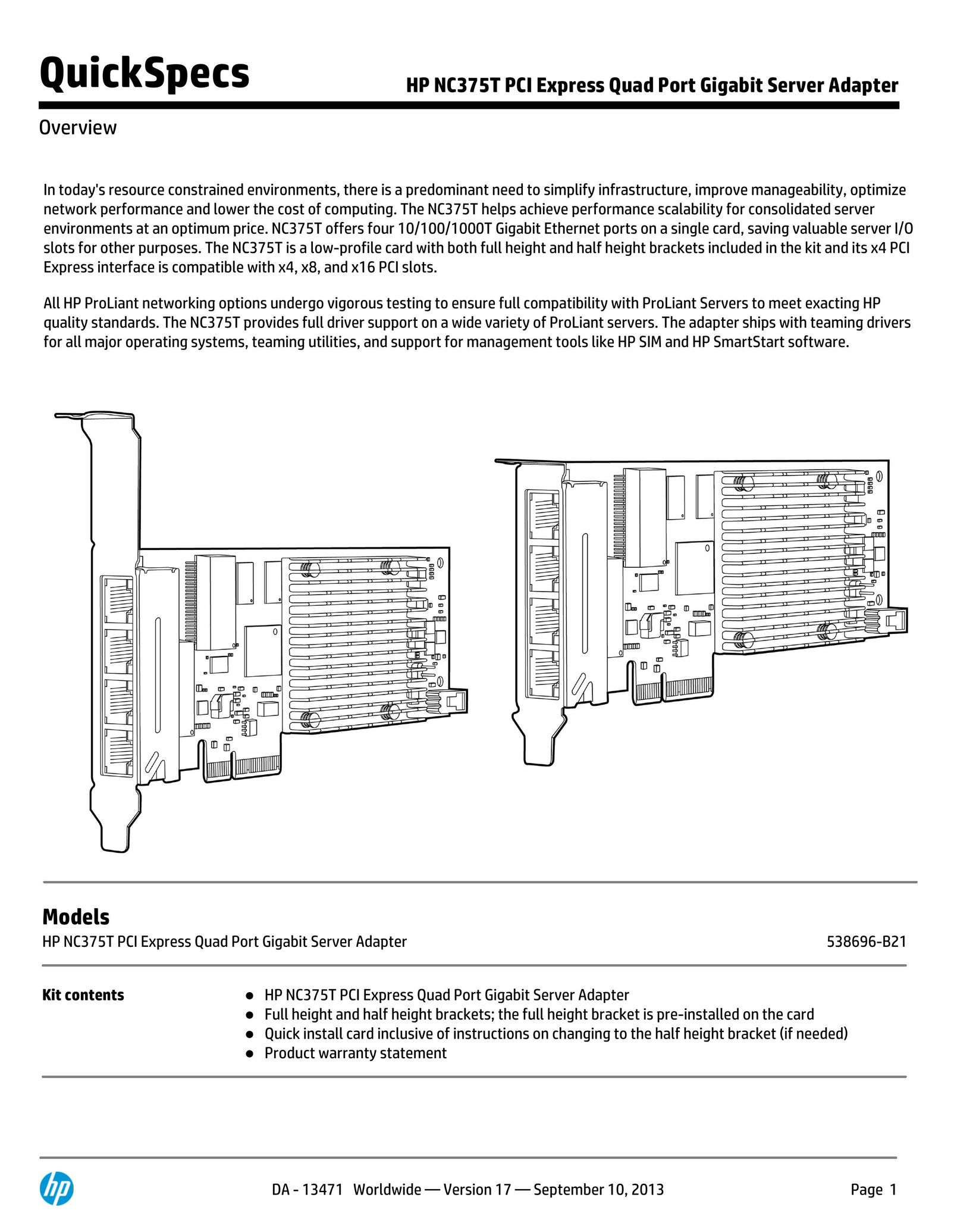 HP (Hewlett-Packard) 538696-B21 Server User Manual