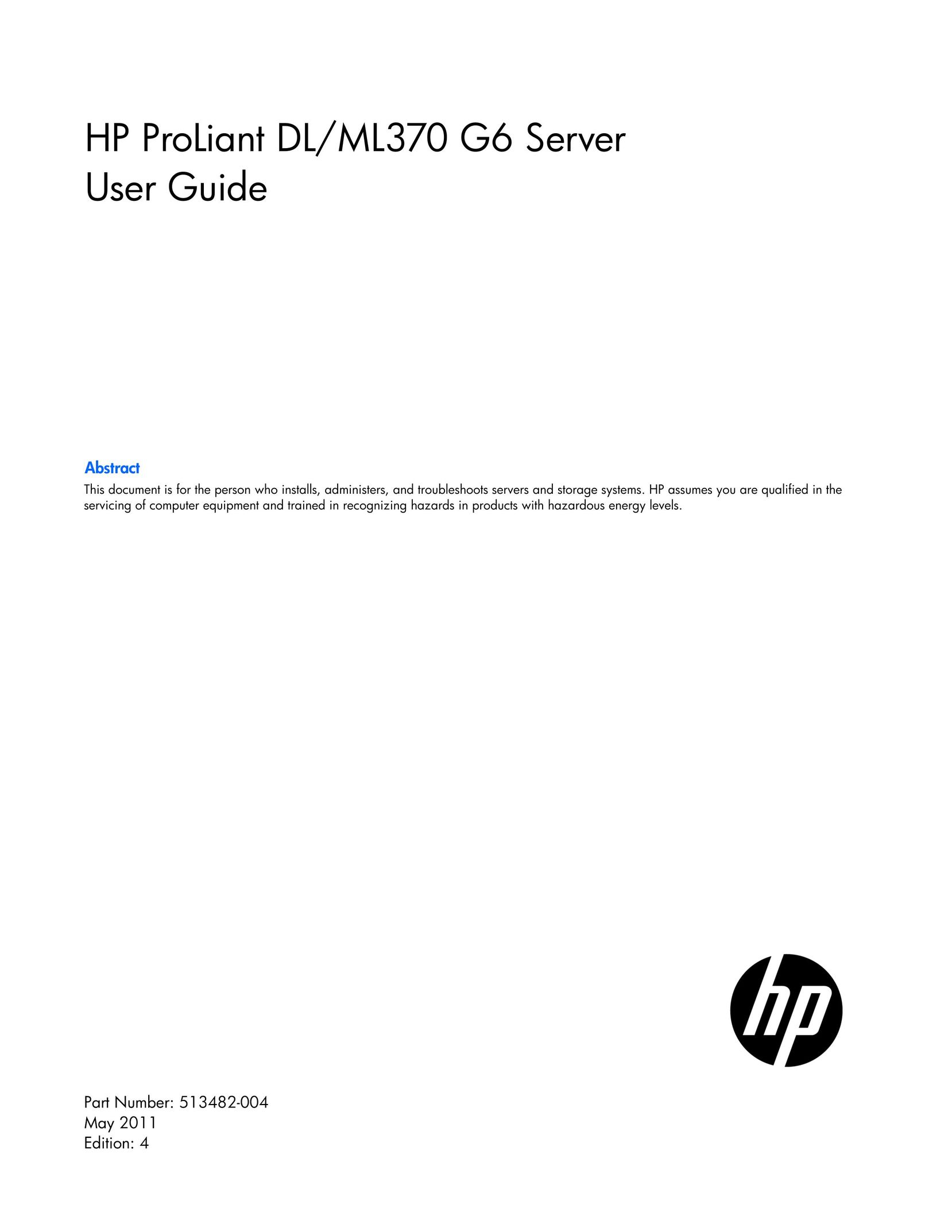 HP (Hewlett-Packard) 595166-001 Server User Manual