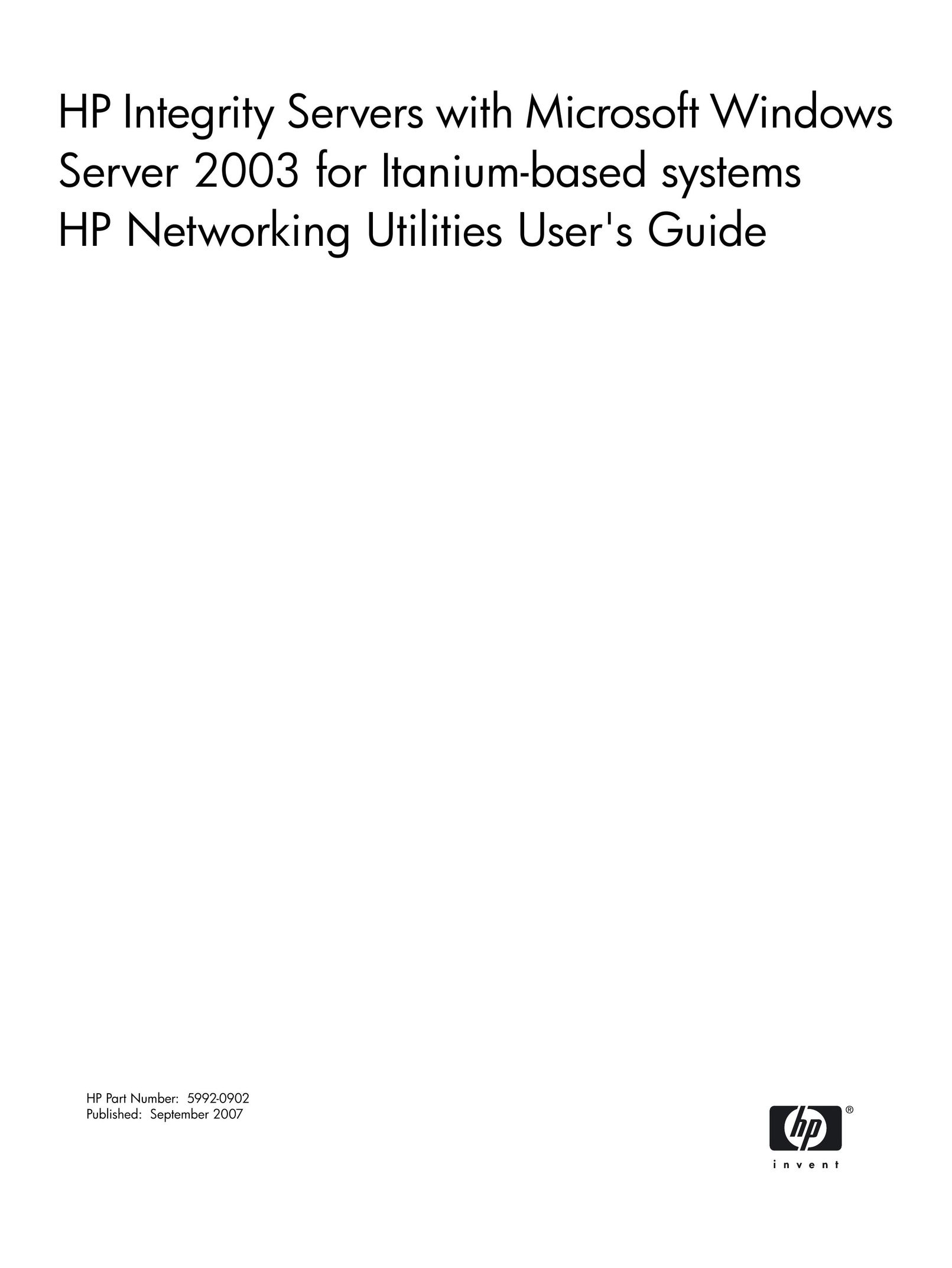 HP (Hewlett-Packard) 5992-0902 Server User Manual