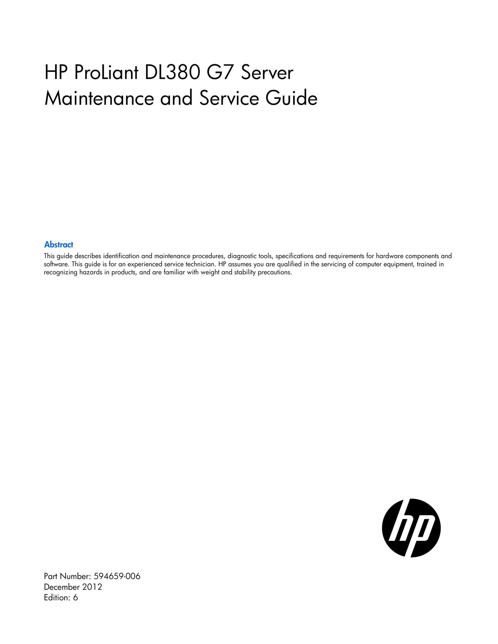 HP (Hewlett-Packard) 633407-001 Server User Manual
