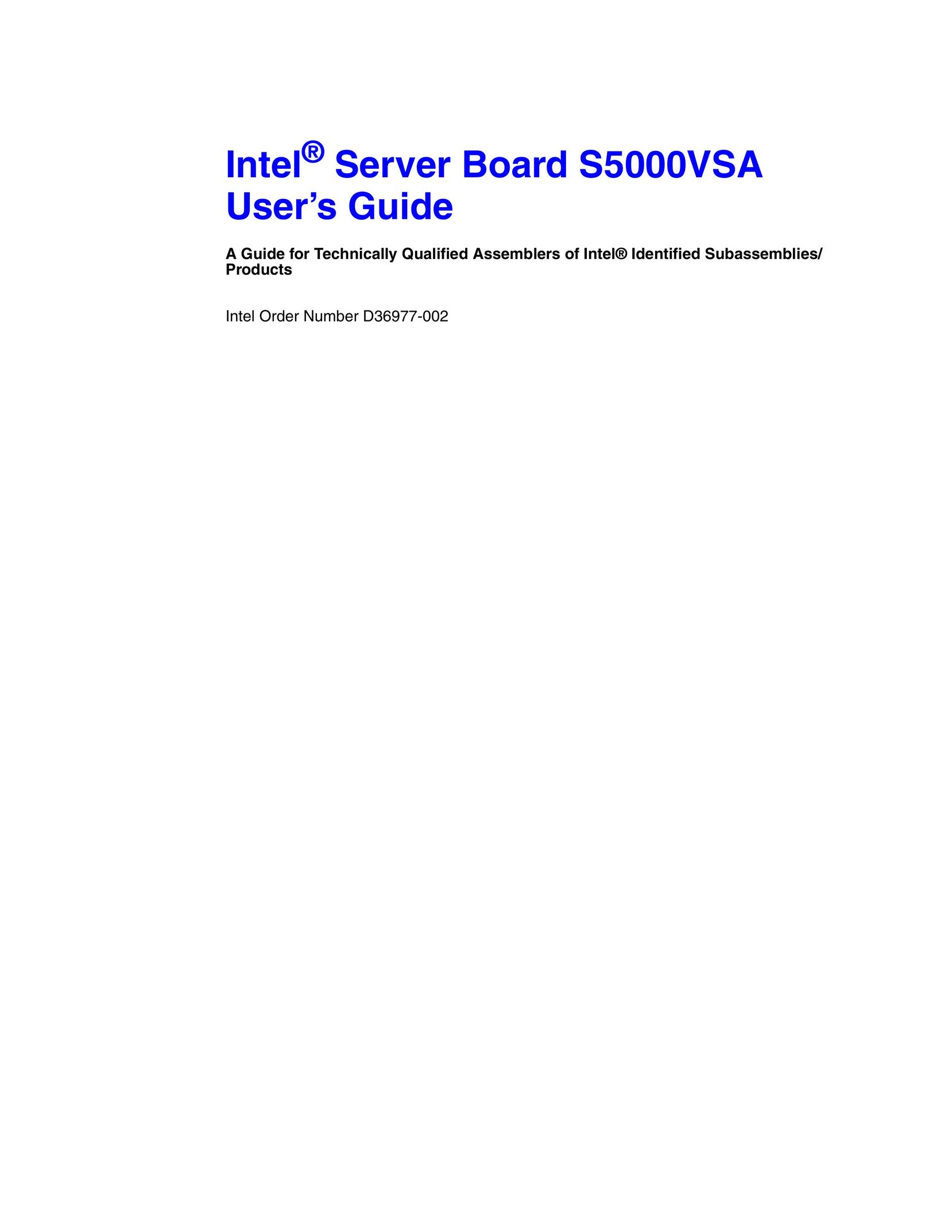 Intel S5000VSA Server User Manual