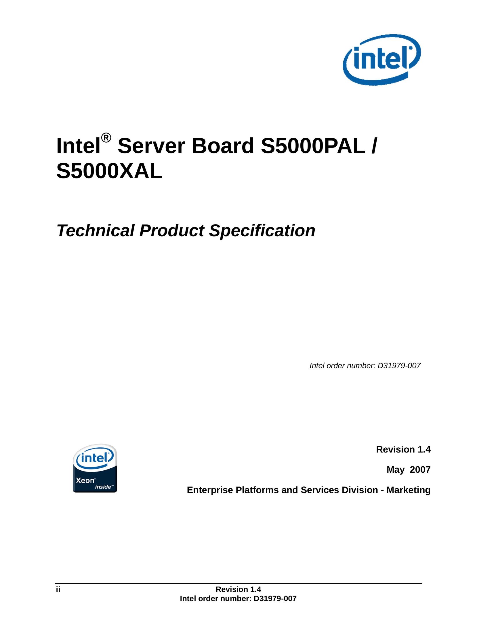 Intel S5000XAL Server User Manual