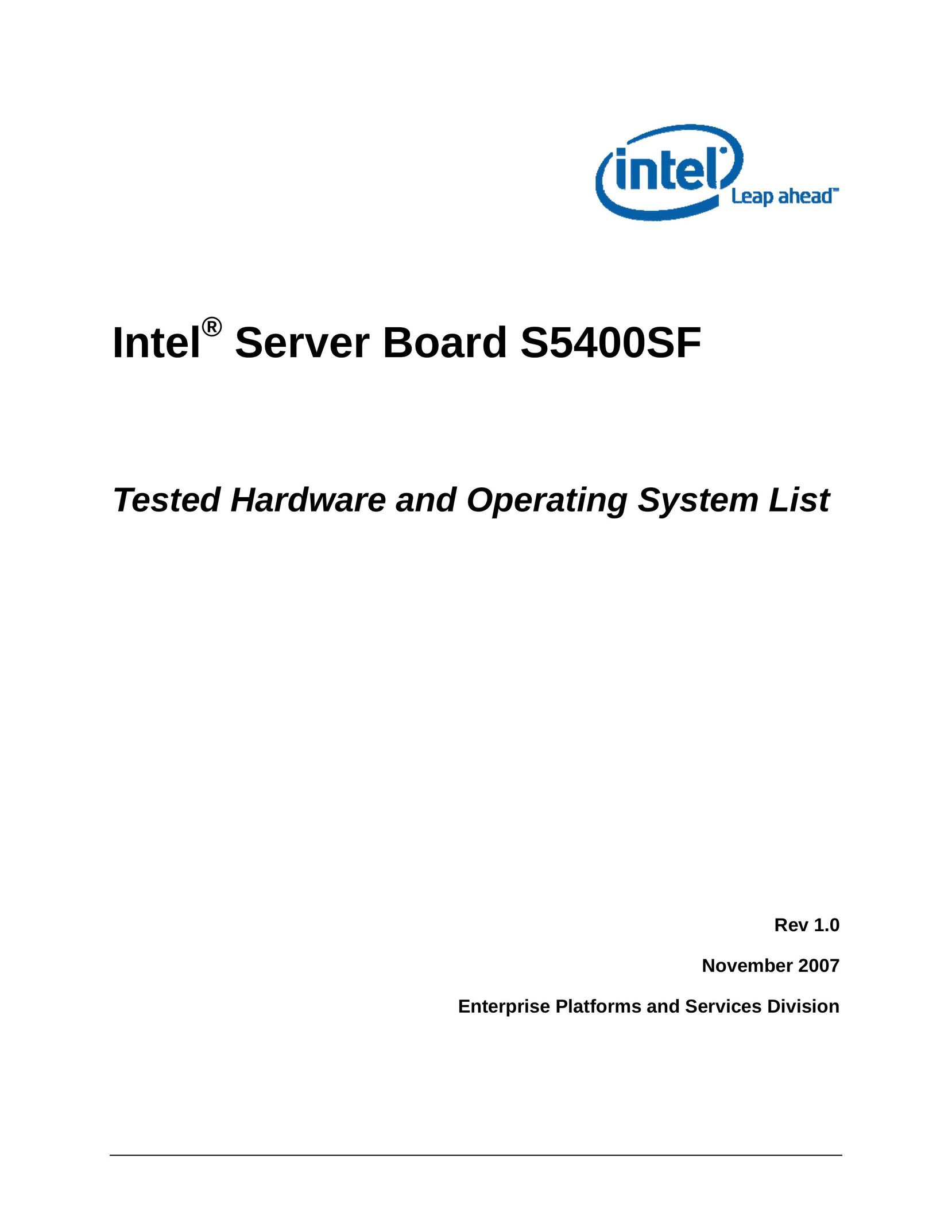 Intel S5400SF Server User Manual