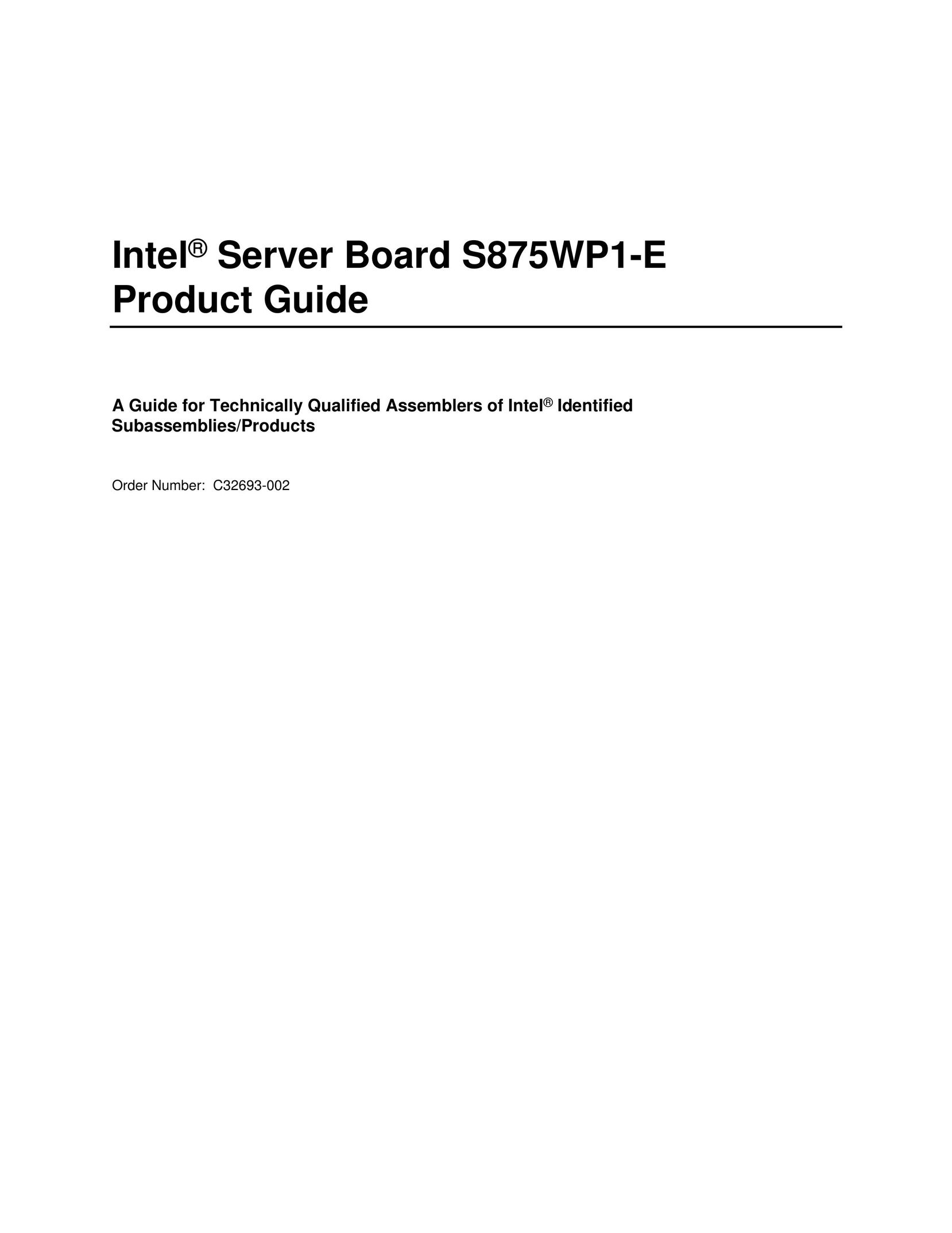 Intel S875WP1-E Server User Manual