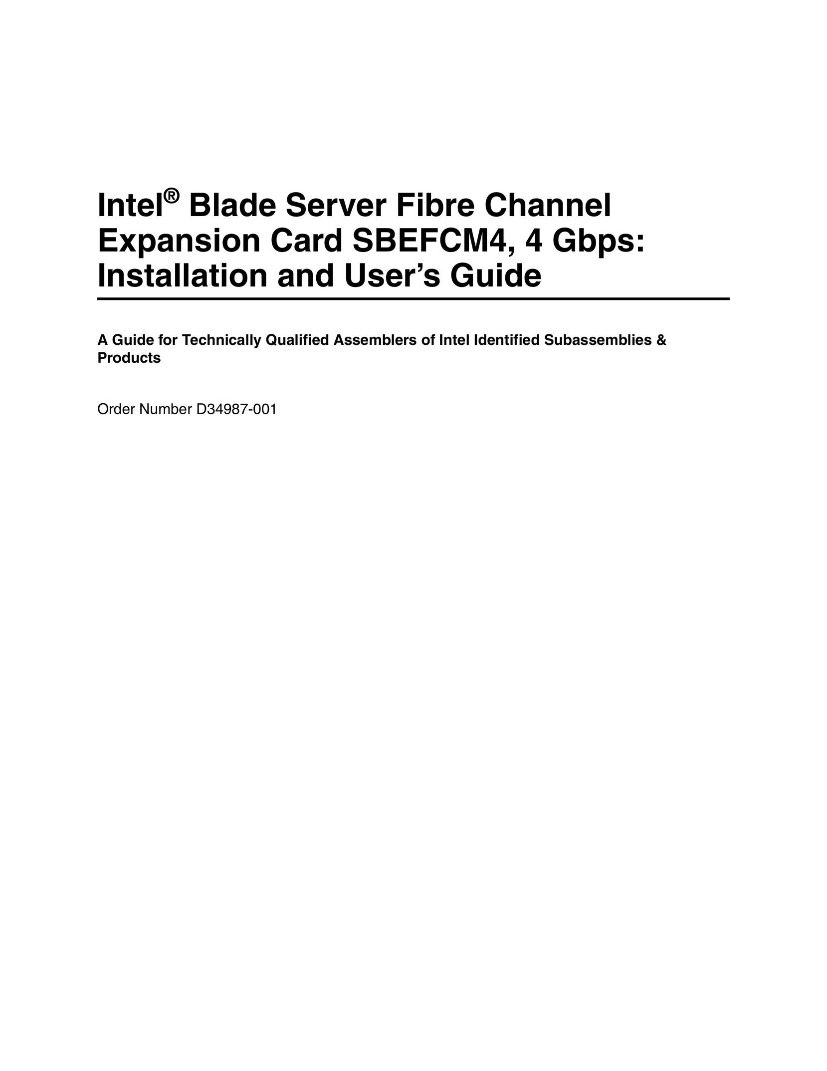 Intel SEBFCM4 Server User Manual