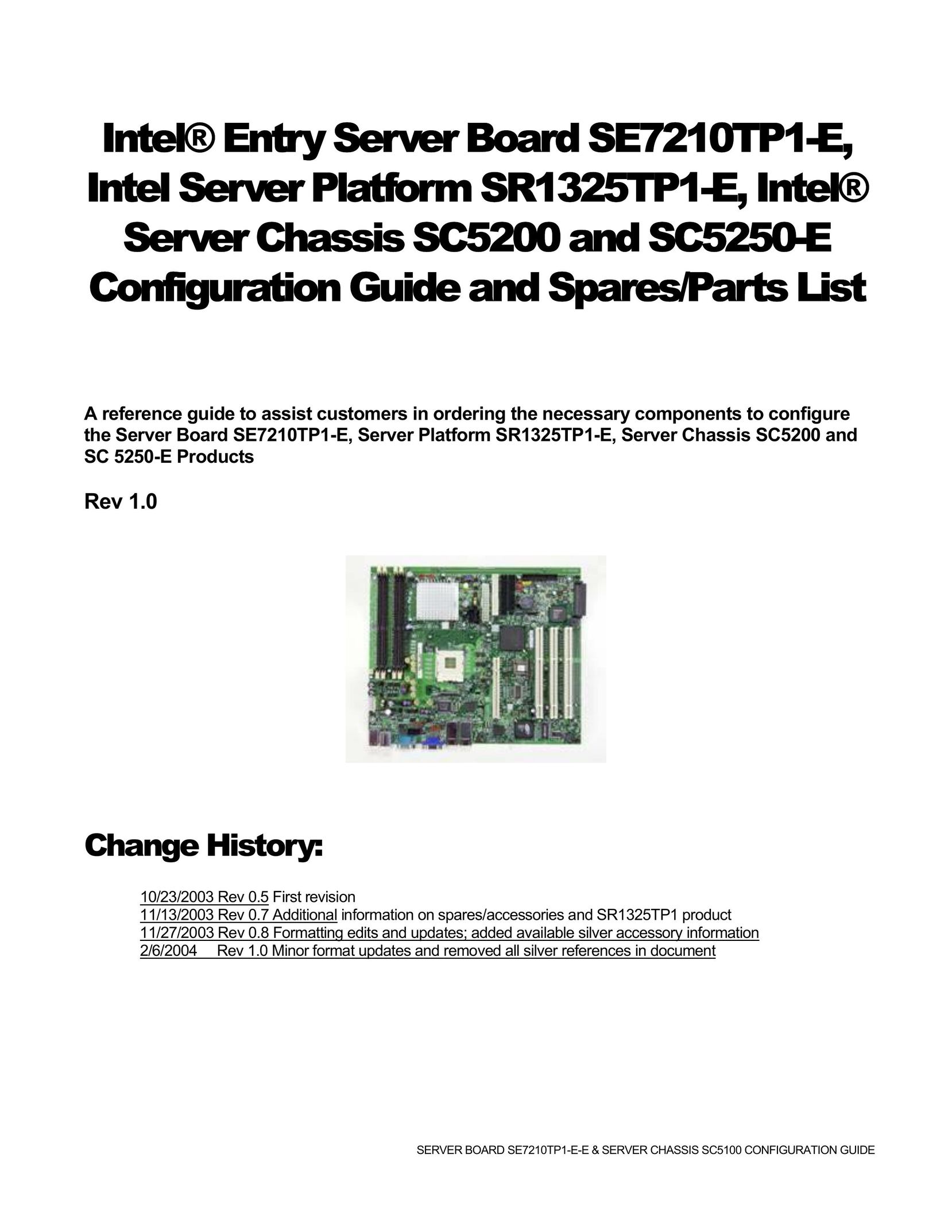 Intel SR1325TP1-E Server User Manual