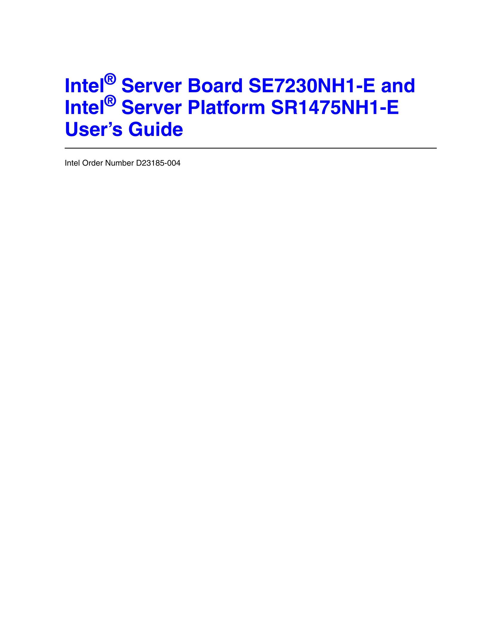 Intel SR1475NH1-E Server User Manual