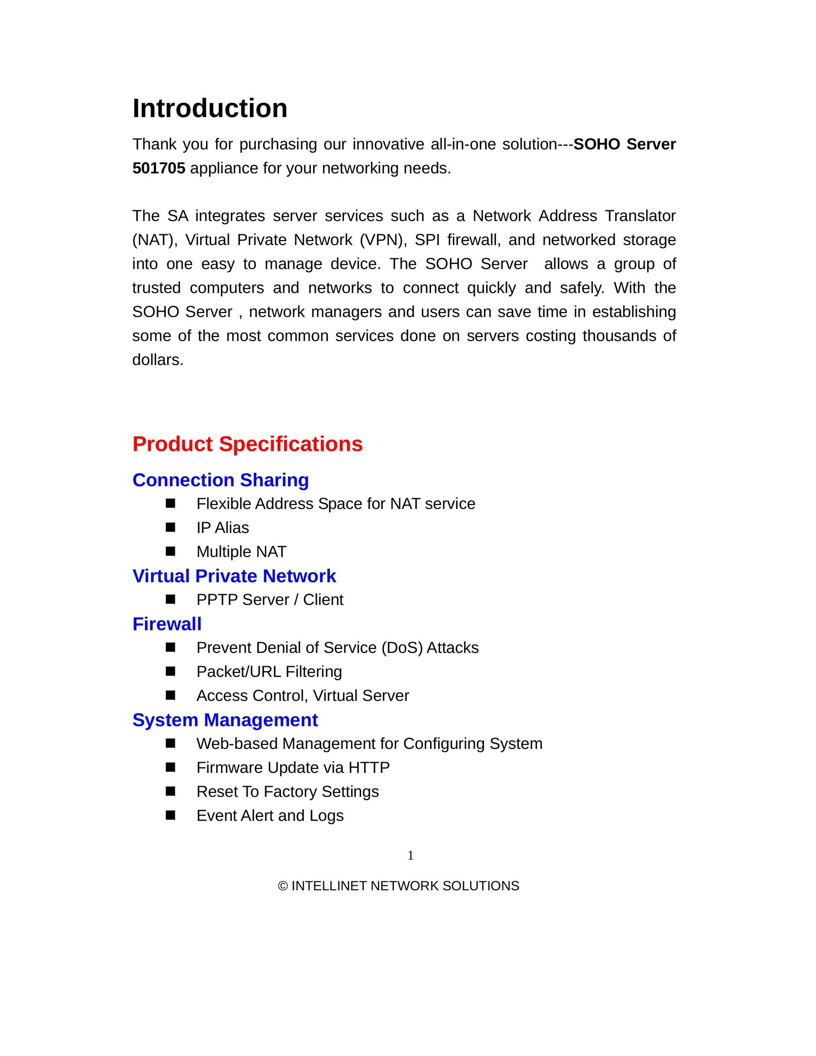 Intellinet Network Solutions 501705 Server User Manual