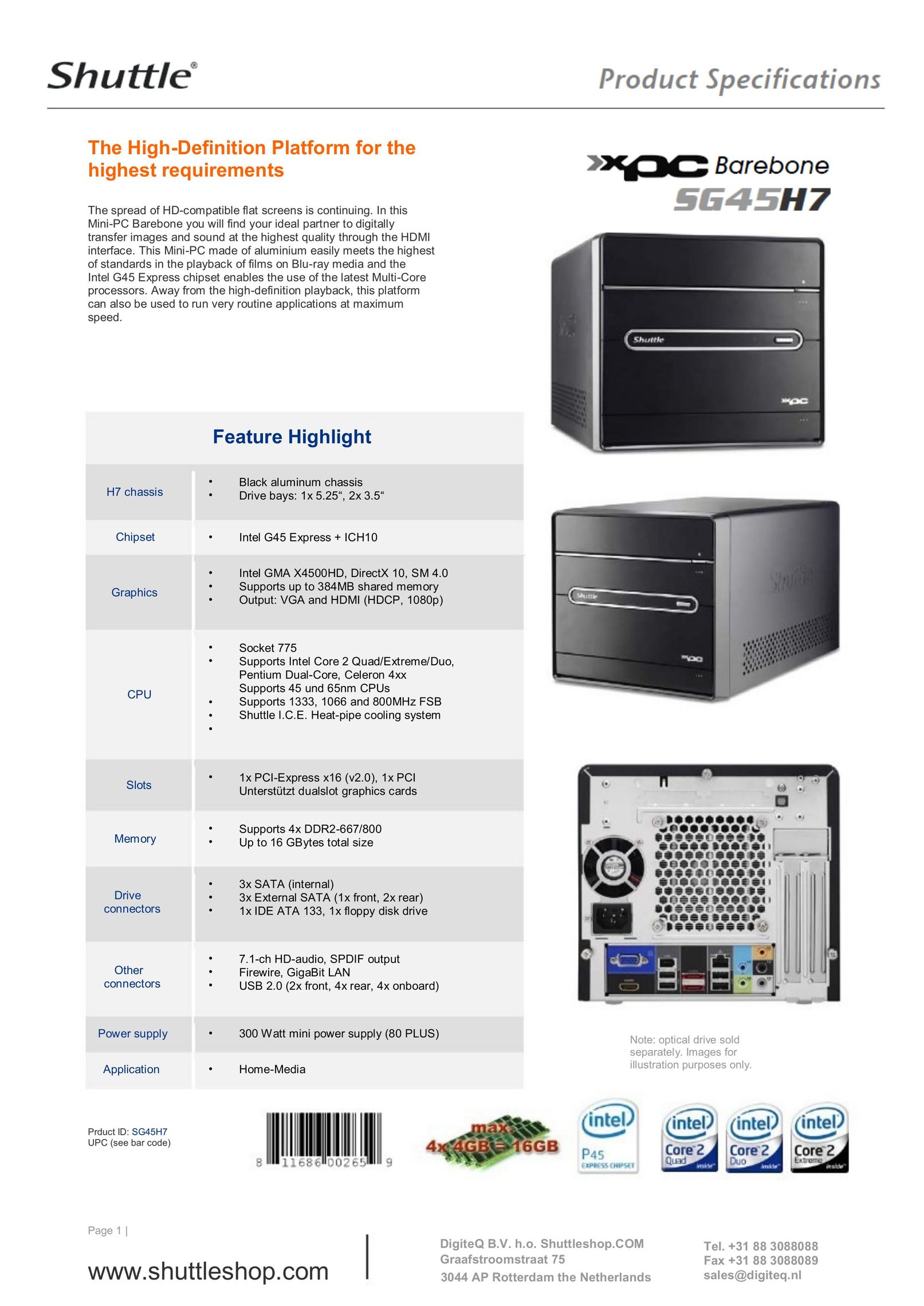 Shuttle Computer Group SG45H7 Server User Manual