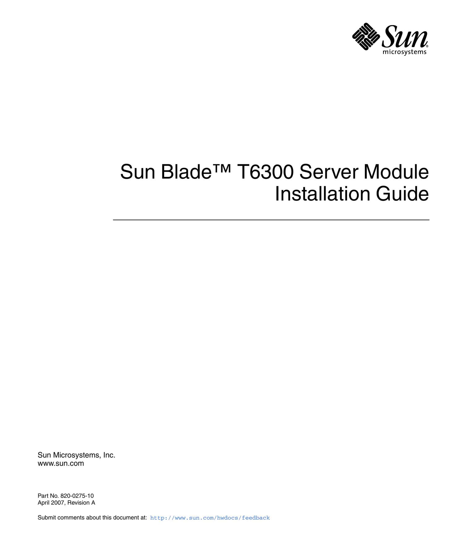 Sun Microsystems T6300 Server User Manual