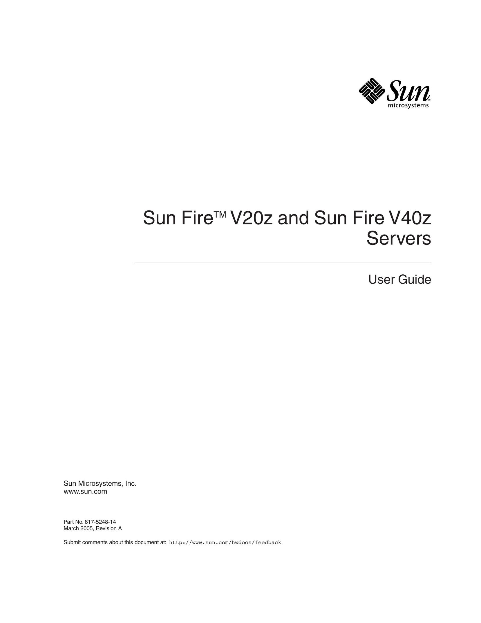 Sun Microsystems V20z Server User Manual