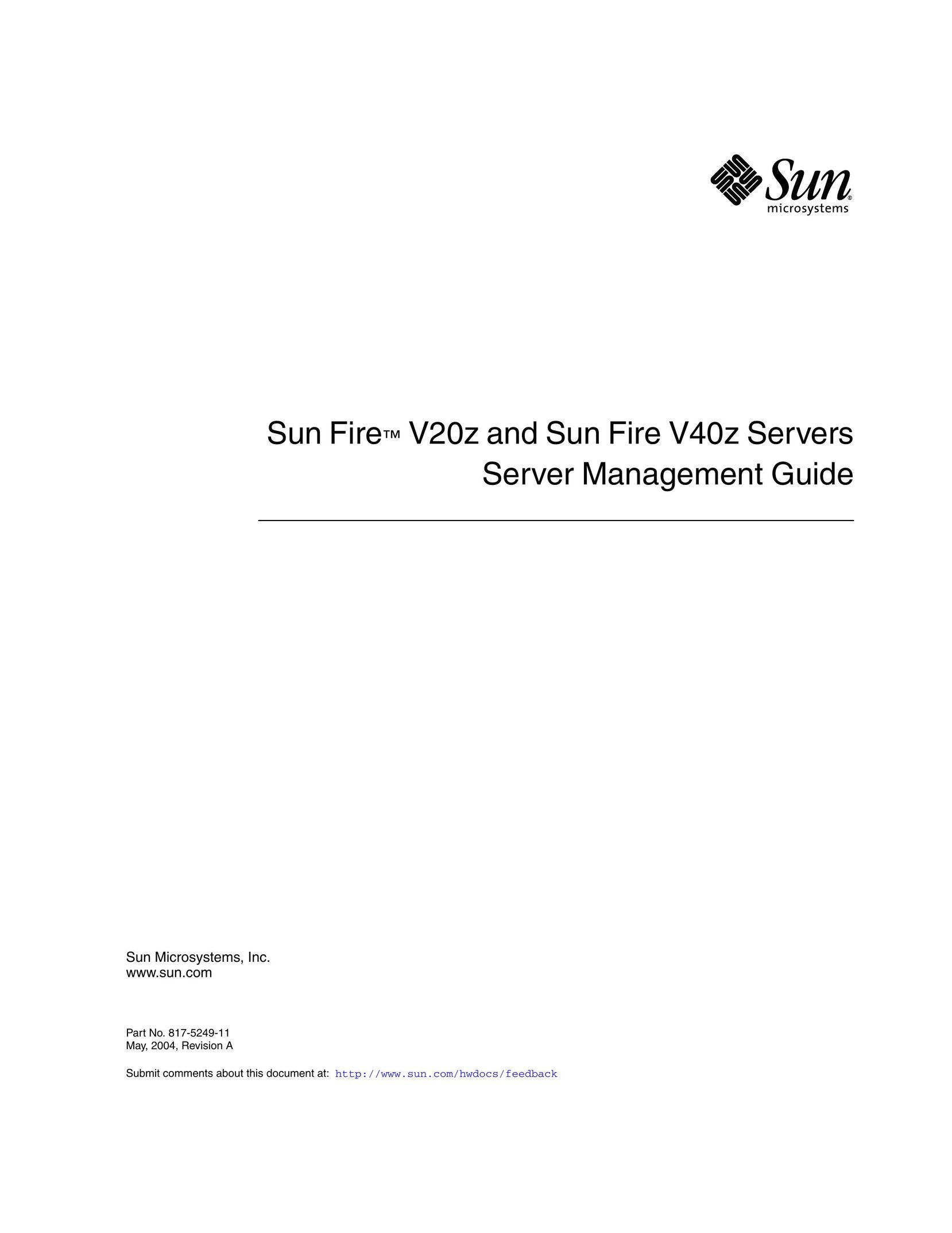 Sun Microsystems V20Z Server User Manual