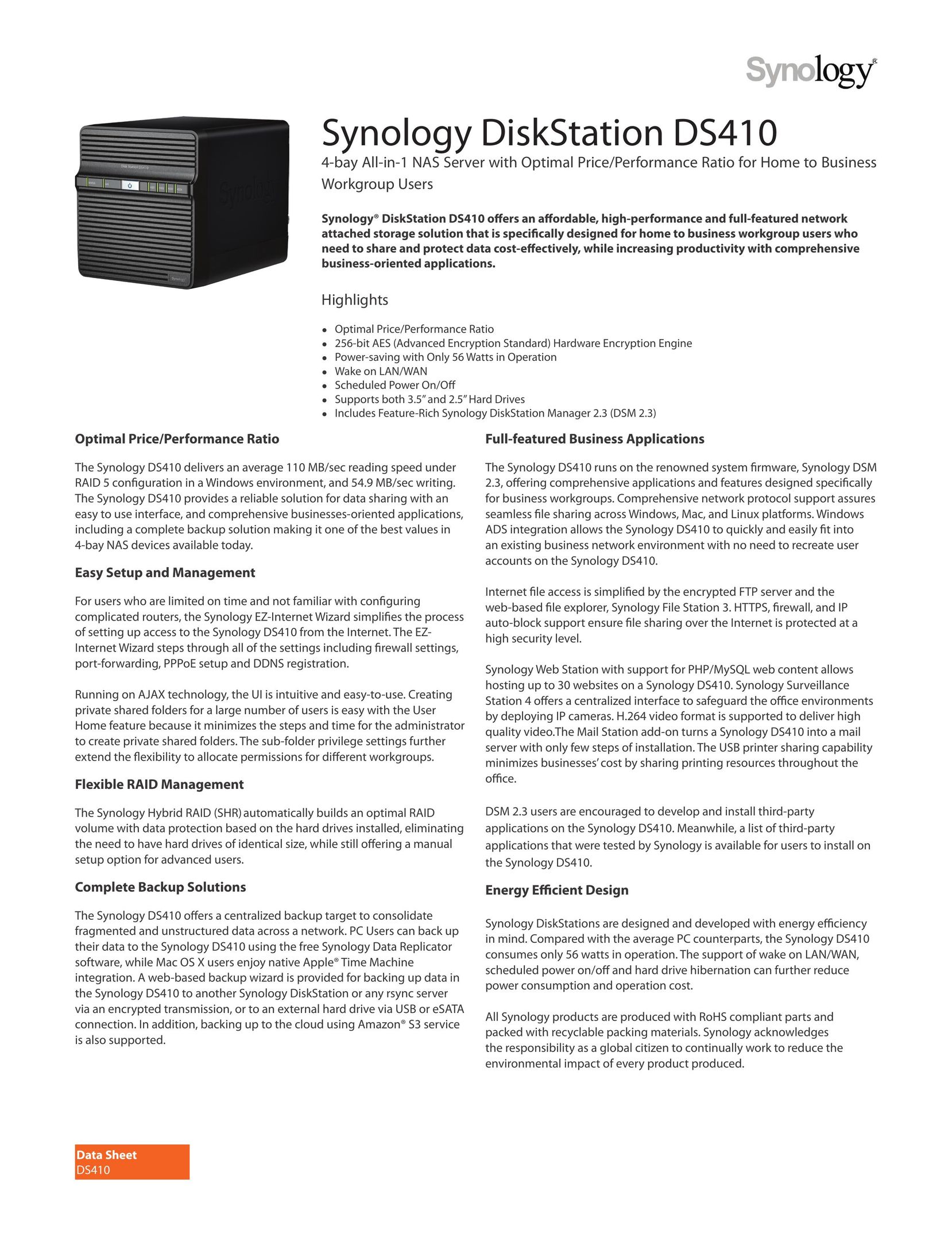 Synology DS410 Server User Manual