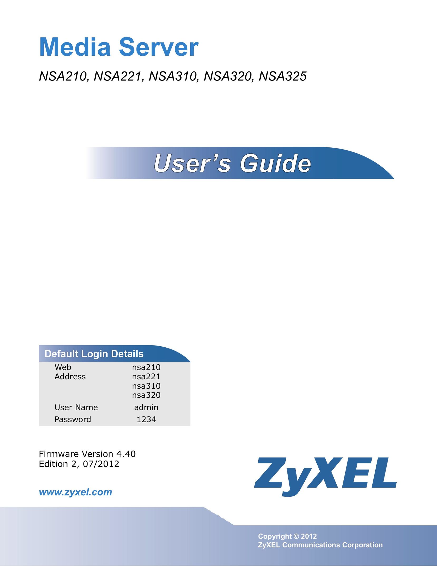 ZyXEL Communications NSA310 Server User Manual