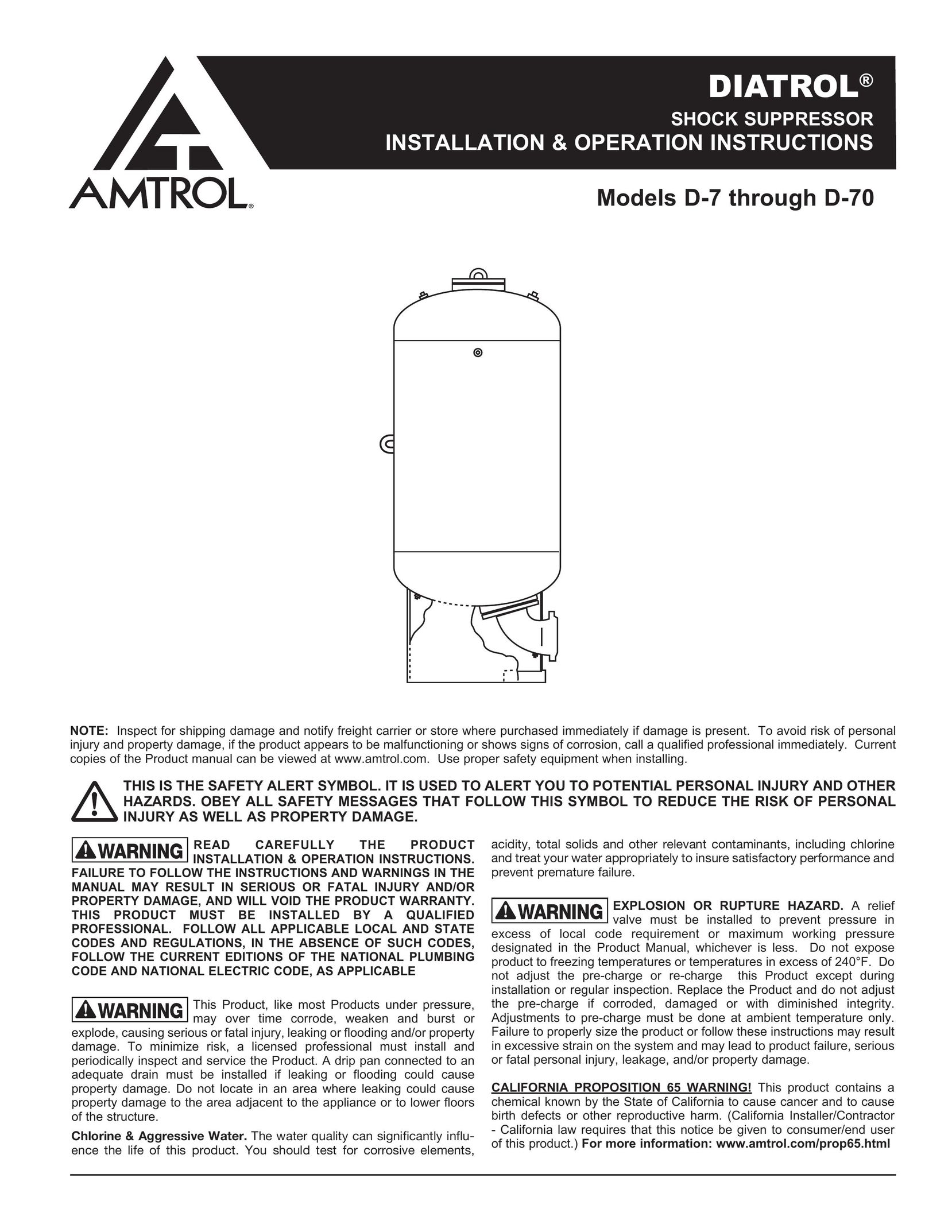 Amtrol D-70 Surge Protector User Manual