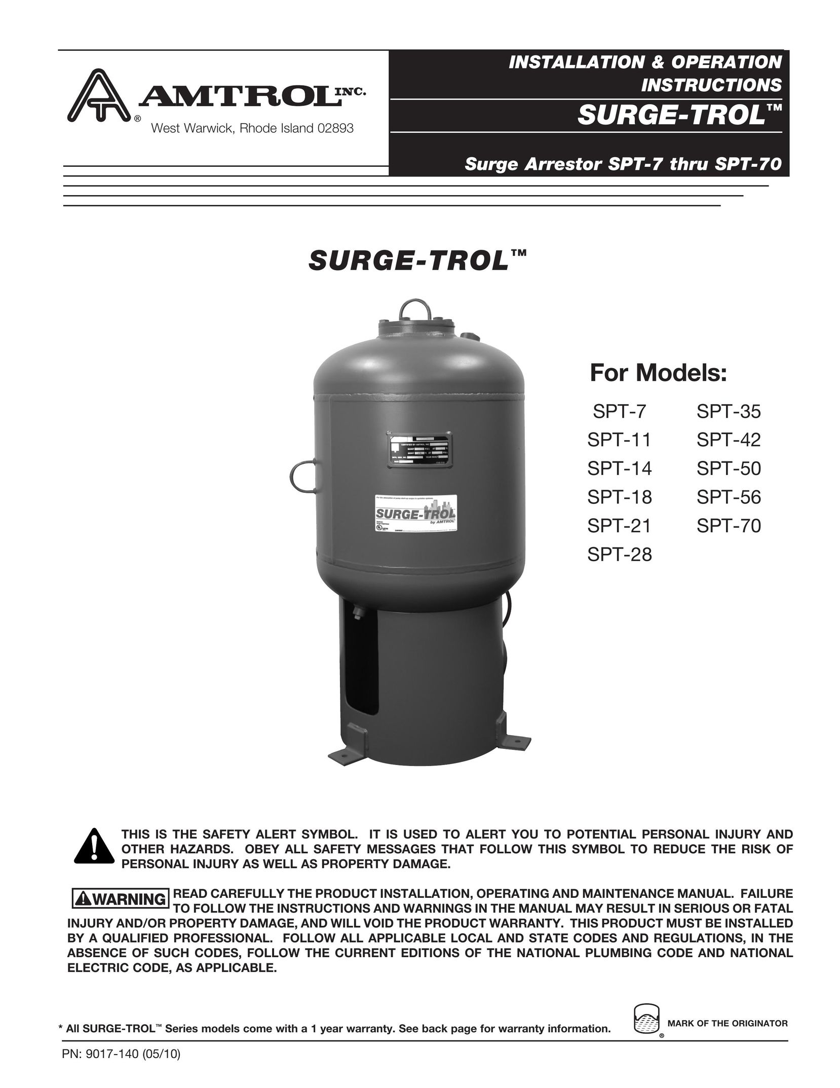 Amtrol SPT-11 Surge Protector User Manual