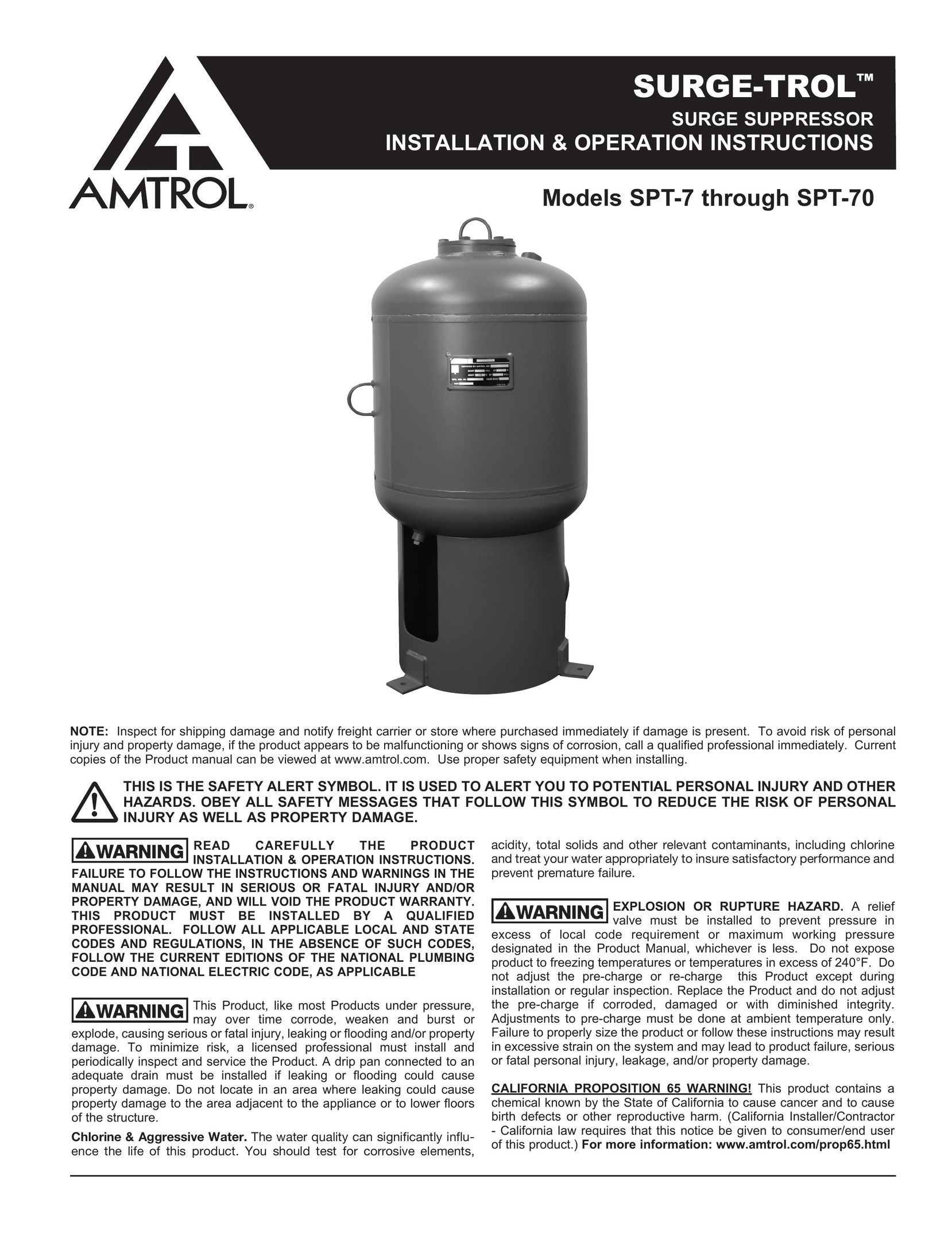Amtrol SPT-7 Surge Protector User Manual